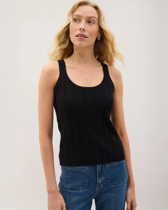 Womens Monica Tank - Cotton Sweater Knit - Black sold by Andie
