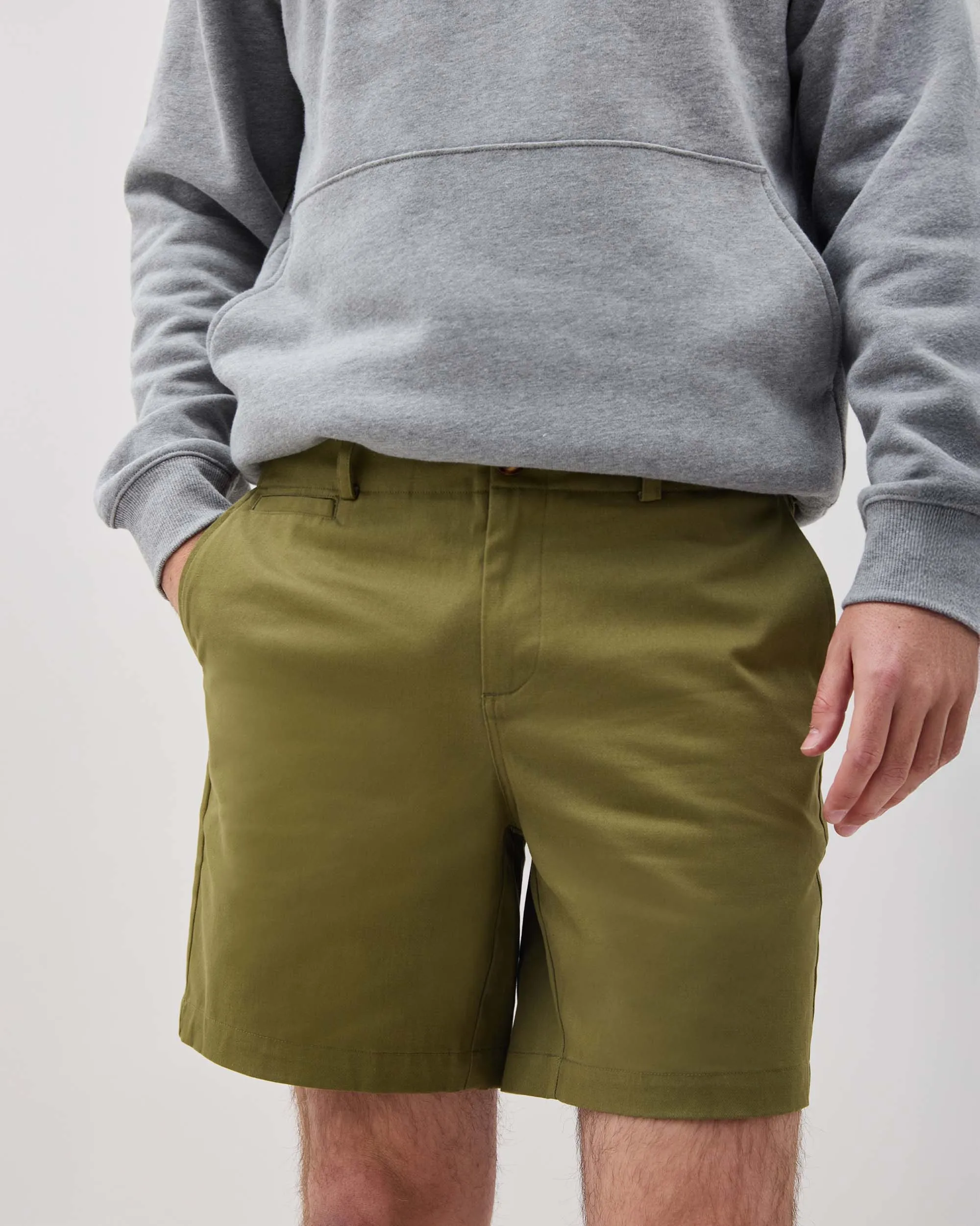 Mens Stretch Twill Short - Stretch Cotton Twill - Olive Army sold by Andie product image thumbnail 3