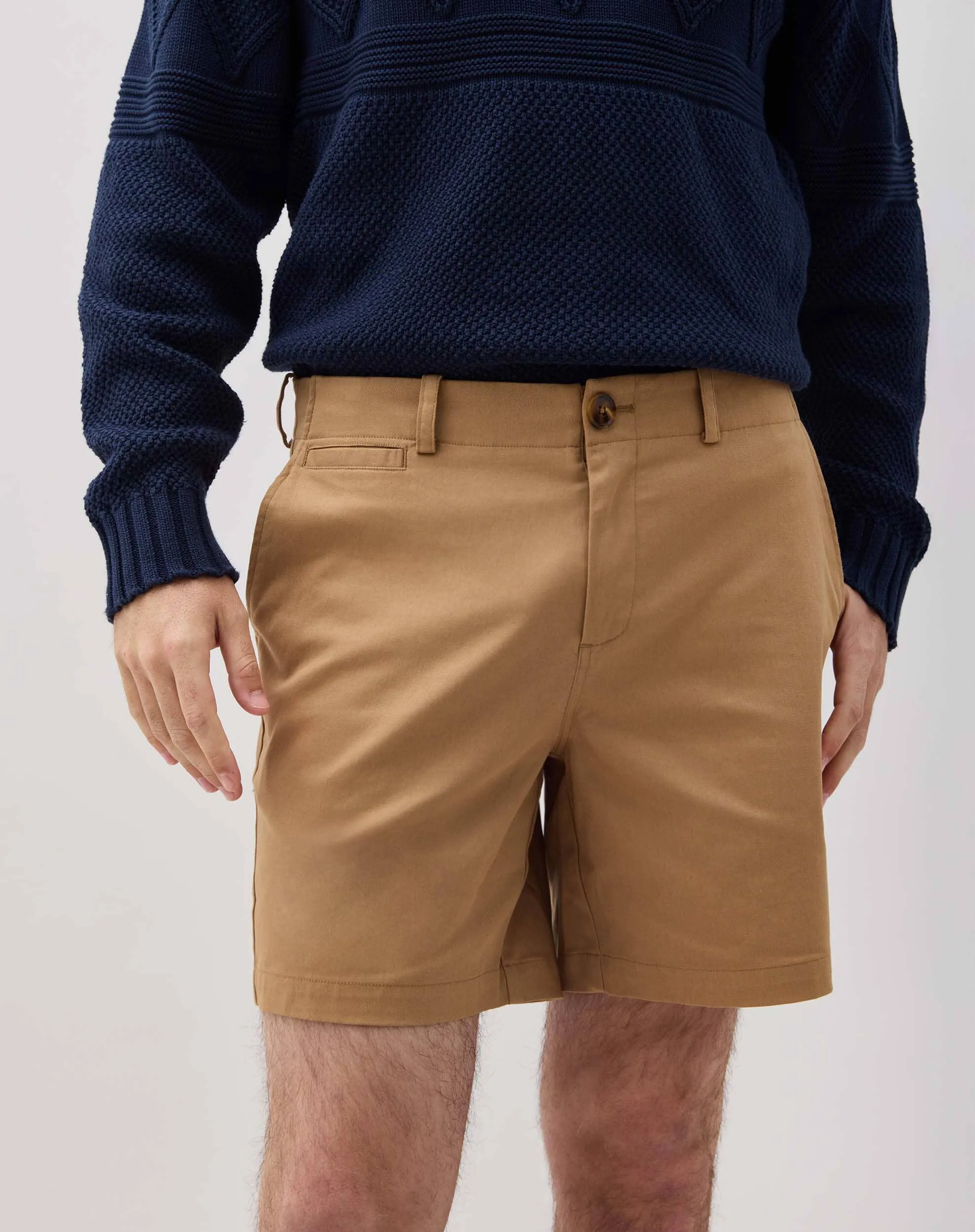 Mens Stretch Twill Short - Stretch Cotton Twill - Khaki sold by Andie product image thumbnail 5