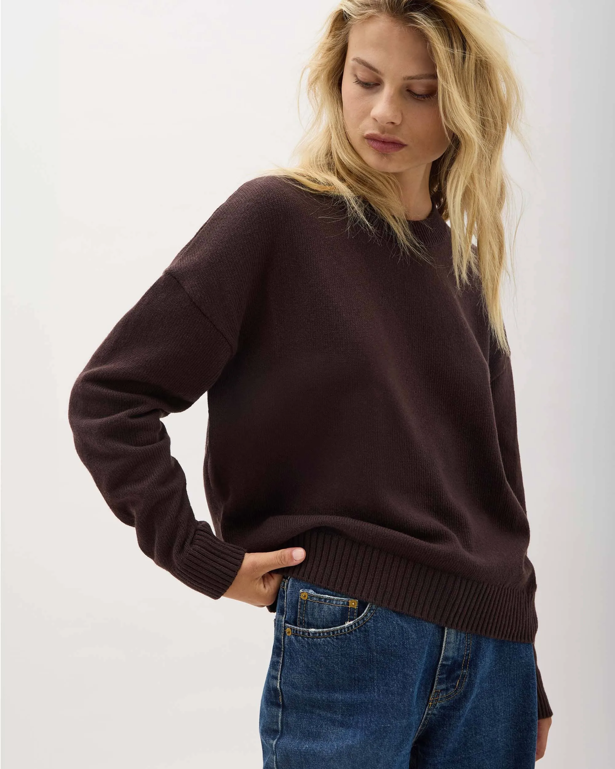 Womens Felicity Lightweight Sweater - Cotton Sweater Knit - Mole sold by Andie