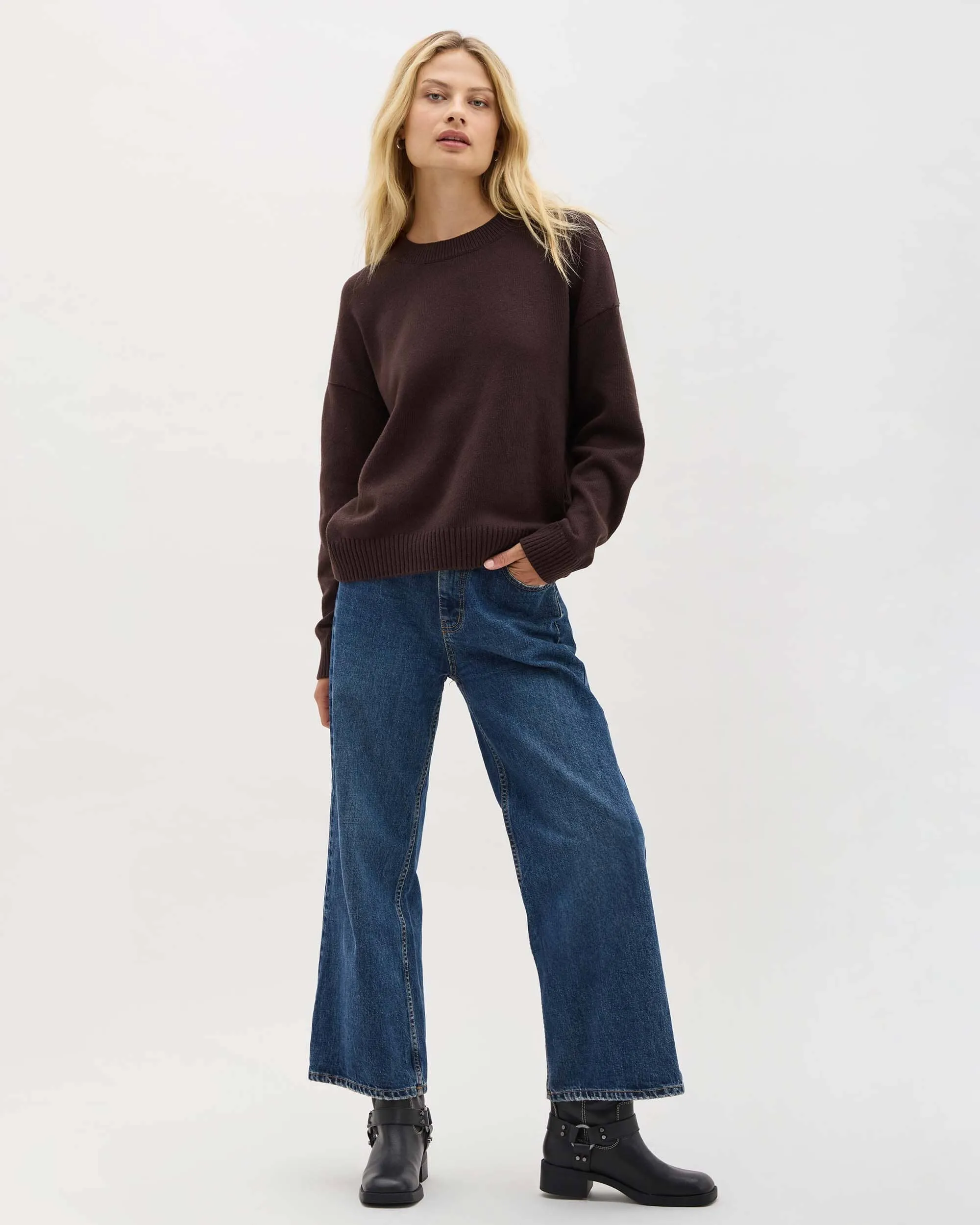 Womens Felicity Lightweight Sweater - Cotton Sweater Knit - Mole sold by Andie product image thumbnail 2