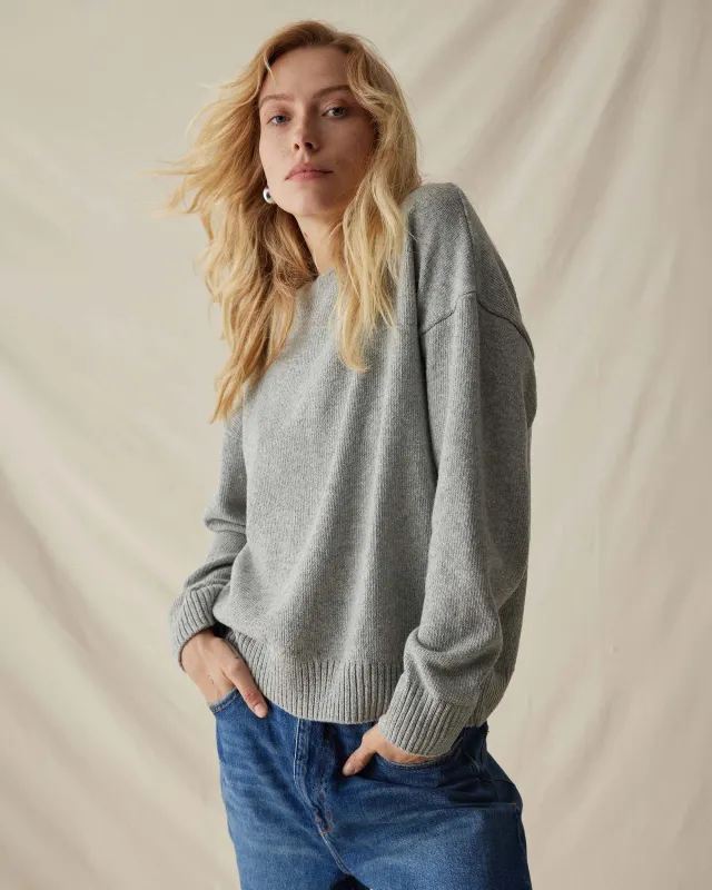 Womens Felicity Lightweight Sweater - Cotton Sweater Knit - Heather Grey sold by Andie