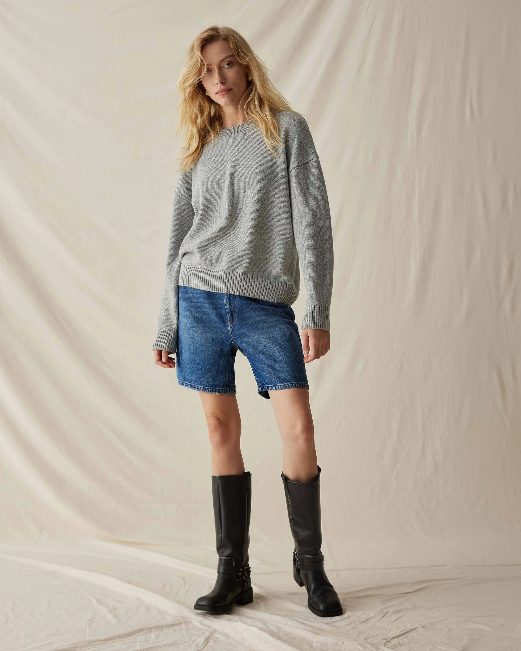 Womens Felicity Lightweight Sweater - Cotton Sweater Knit - Heather Grey sold by Andie product image thumbnail 2