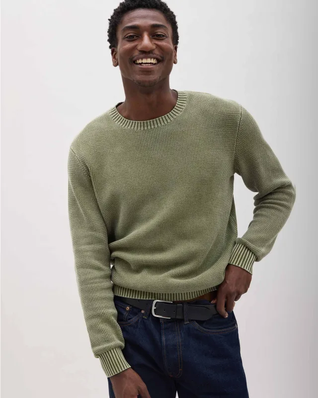 Mens Dune Open Knit Sweater - Cotton Sweater Knit - Cypress made by Richer Poorer