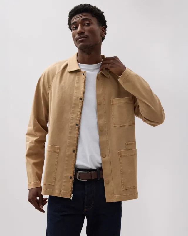 Mens Lightweight Chore Coat - Stretch Twill - Khaki sold by Andie