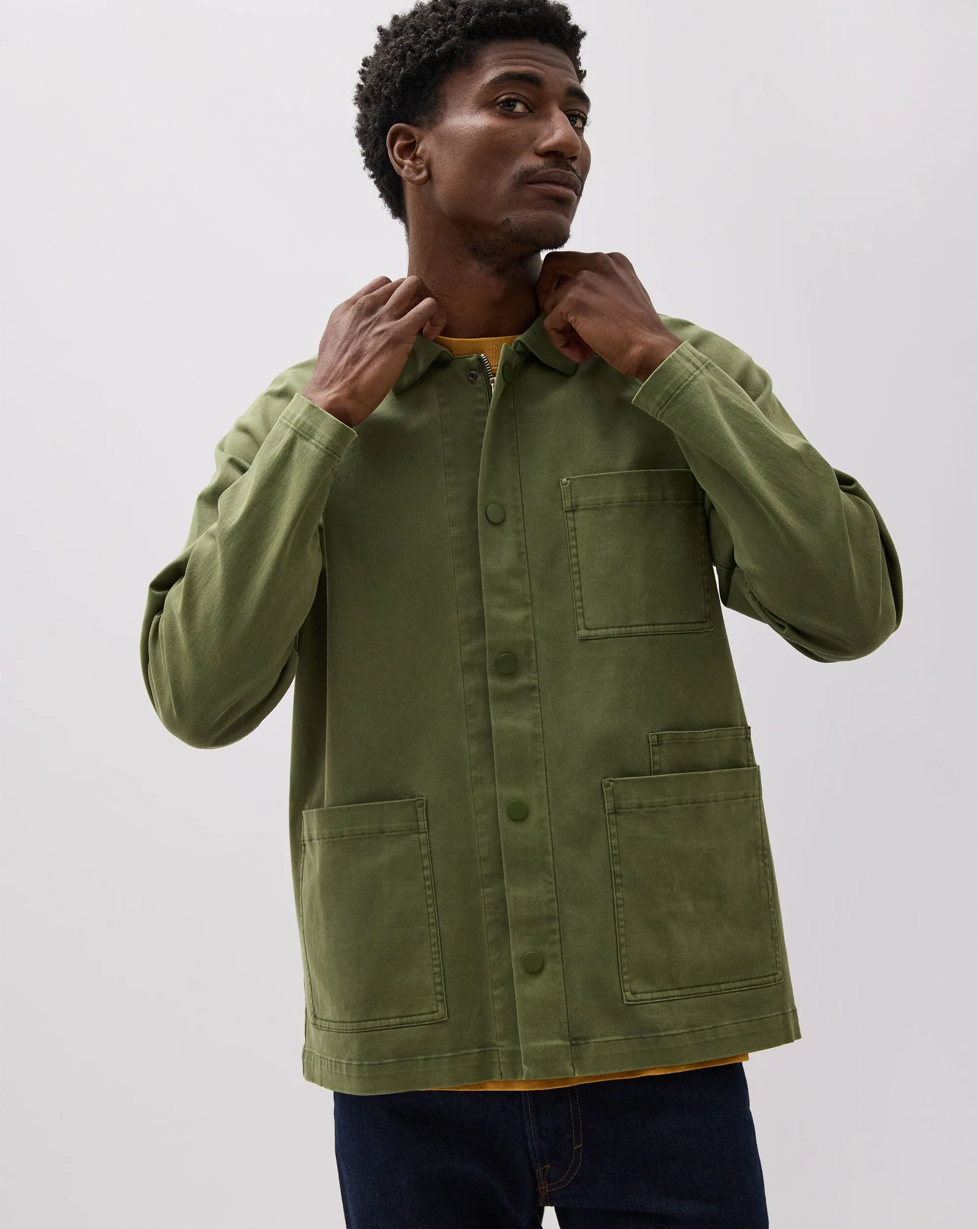 Mens Lightweight Chore Coat - Stretch Twill - Cypress sold by Andie product image thumbnail 3