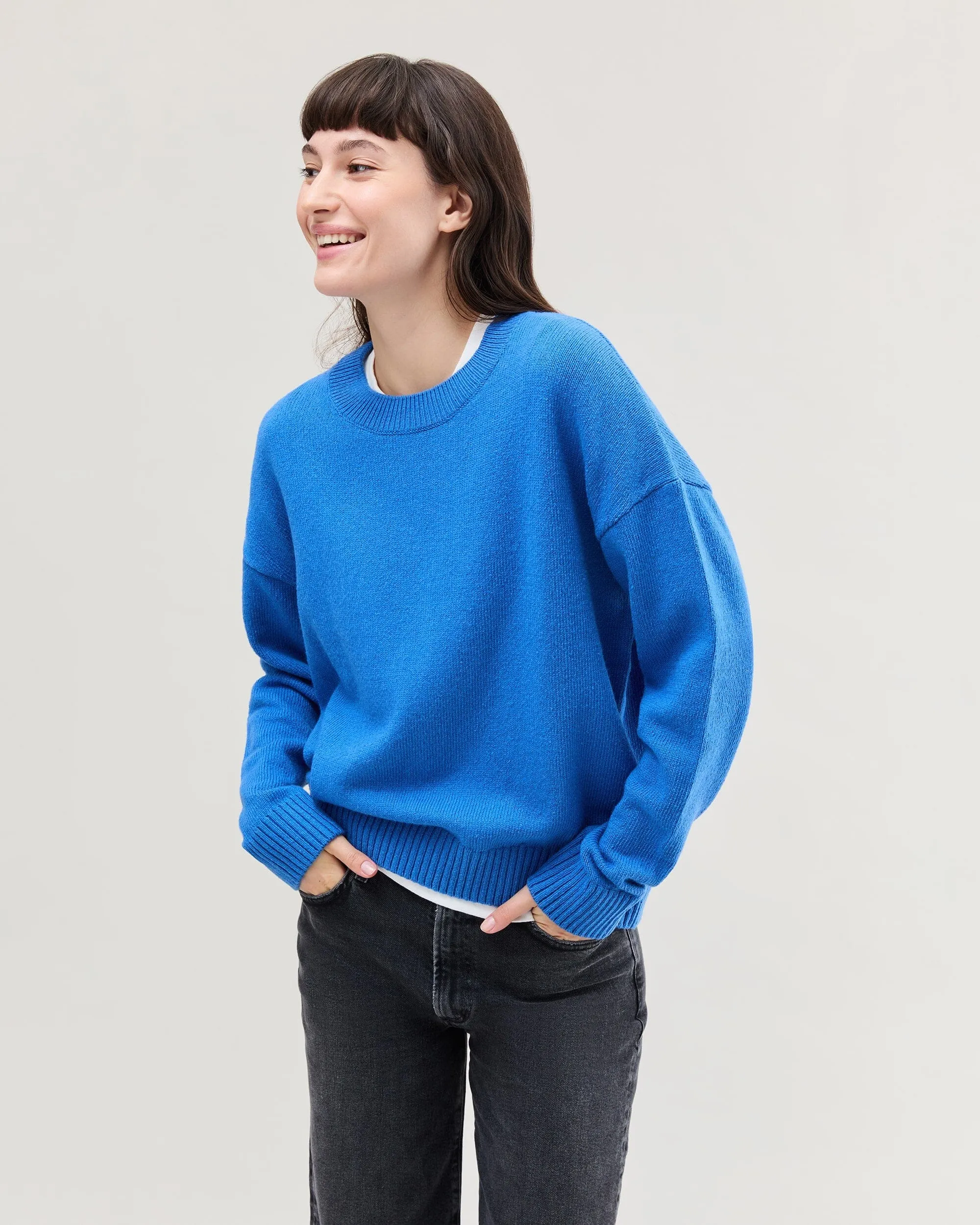 Womens Felicity Lightweight Sweater - Cotton Sweater Knit - Pop Blue sold by Andie