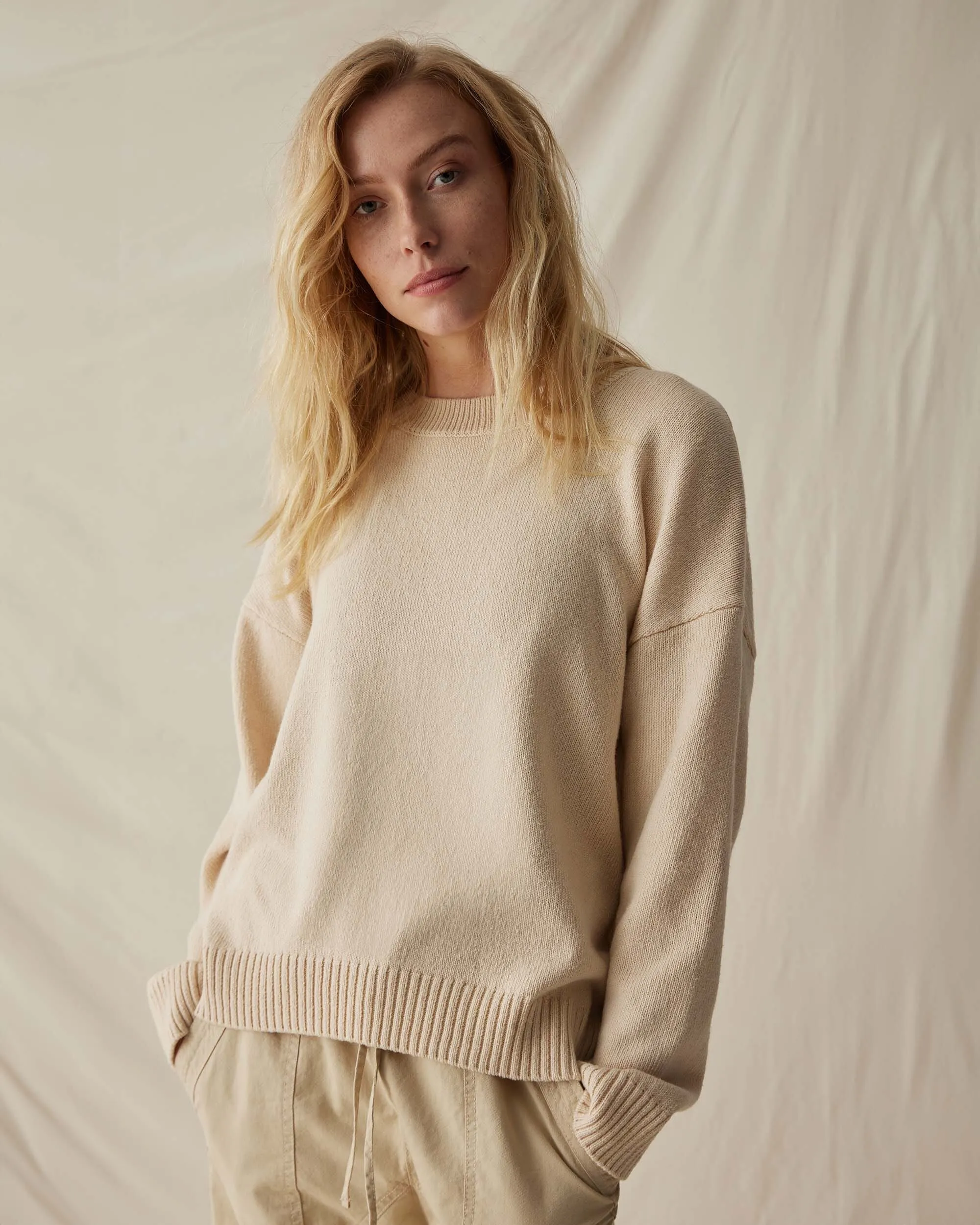 Womens Felicity Lightweight Sweater - Cotton Sweater Knit - Whitecap sold by Andie