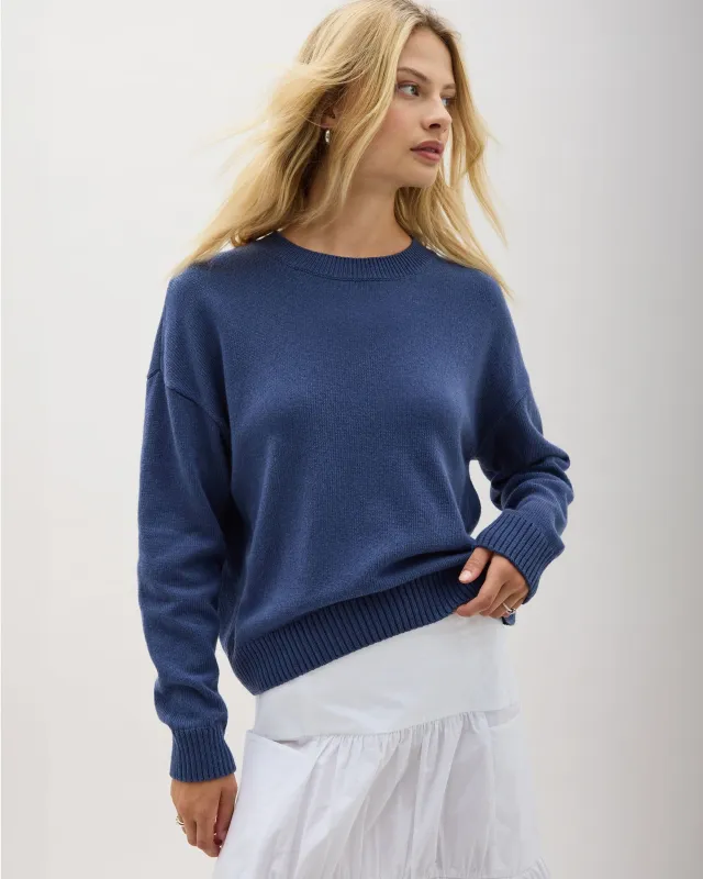 Womens Felicity Lightweight Sweater - Cotton Sweater Knit - Vintage Indigo sold by Andie