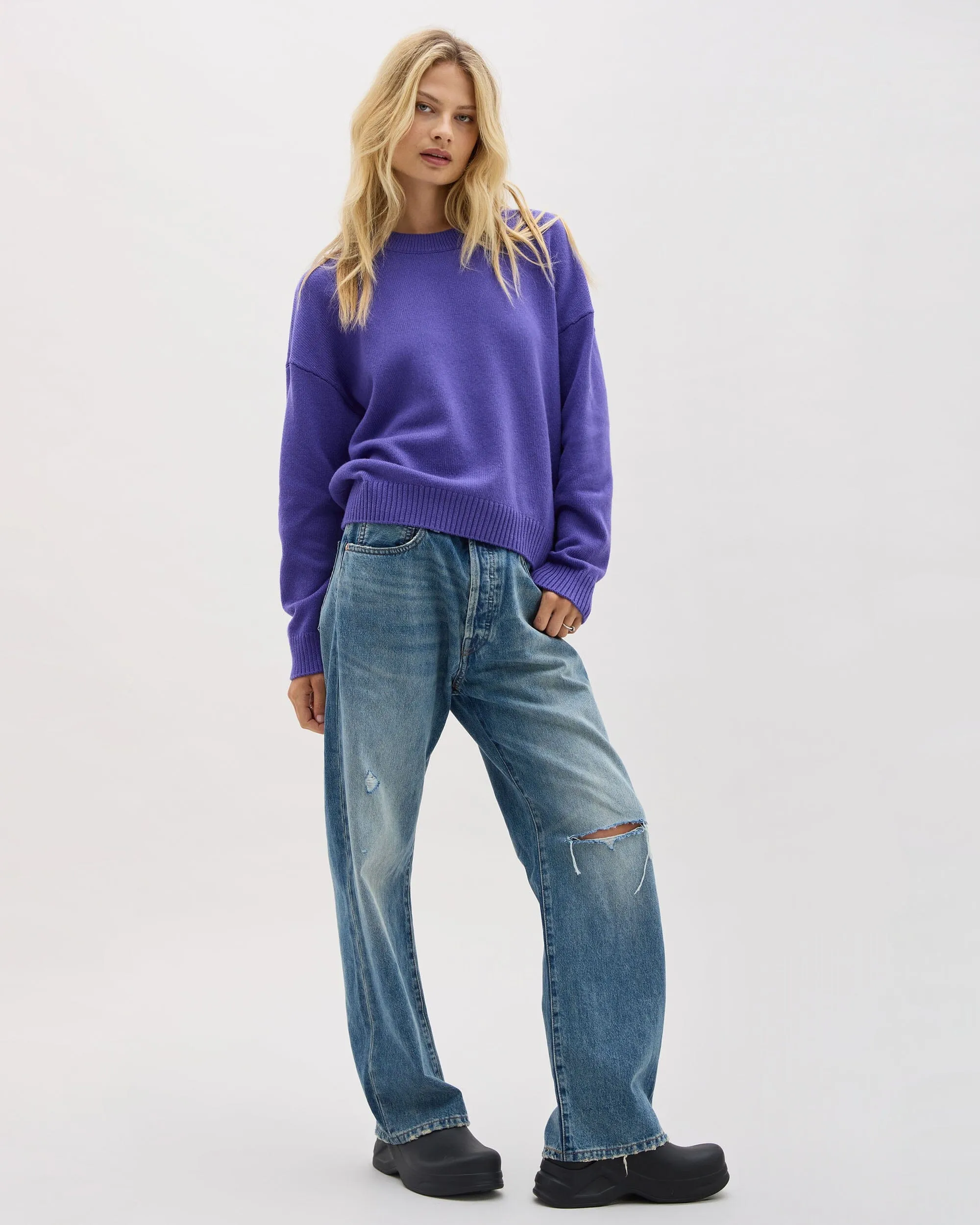 Womens Felicity Lightweight Sweater - Cotton Sweater Knit - Purple Pop sold by Andie product image thumbnail 3