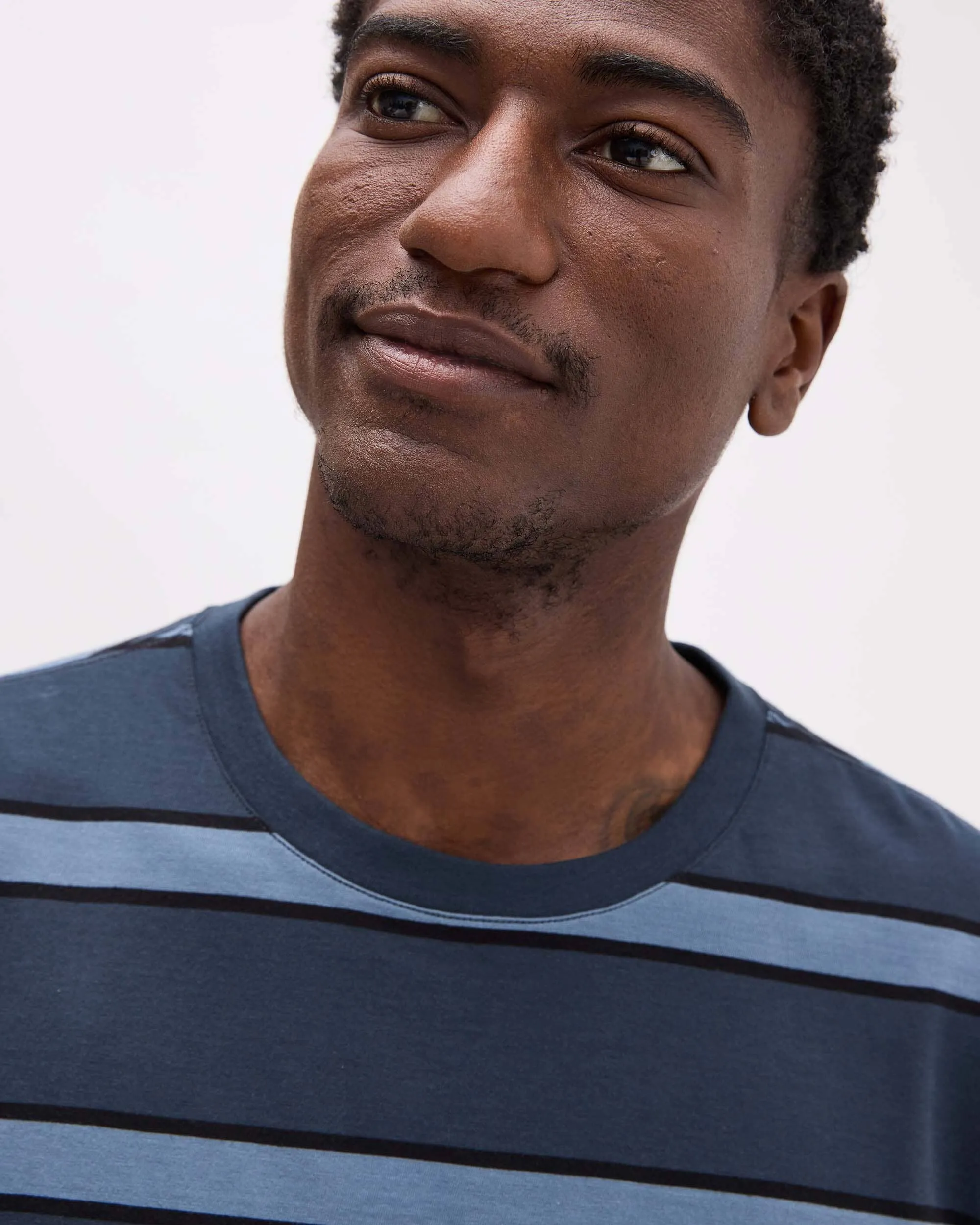 Mens Short Sleeve Stripe Pima Tee - Pima Cotton Jersey - Blue Nights Stripe sold by Andie product image thumbnail 4