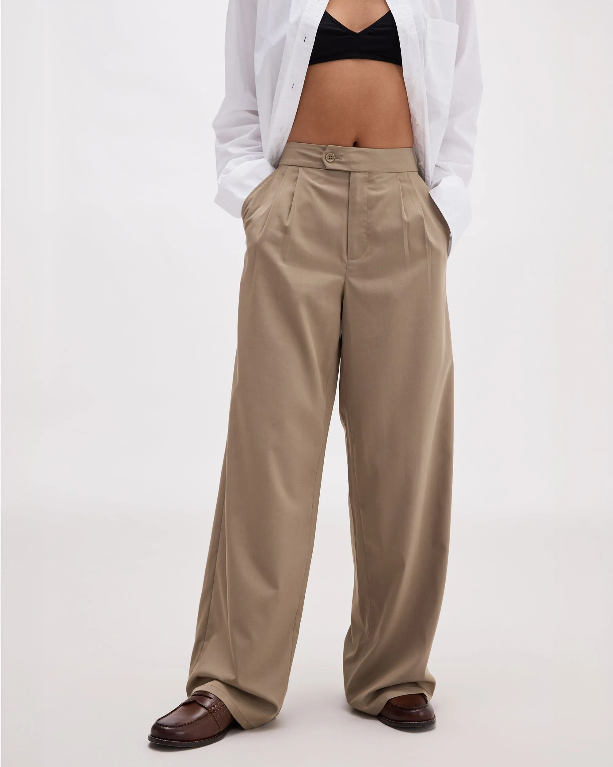 Womens Sophia Fluid Wide Leg Trouser - Polyester Modal Twill - Warm Grey sold by Andie product image thumbnail 2