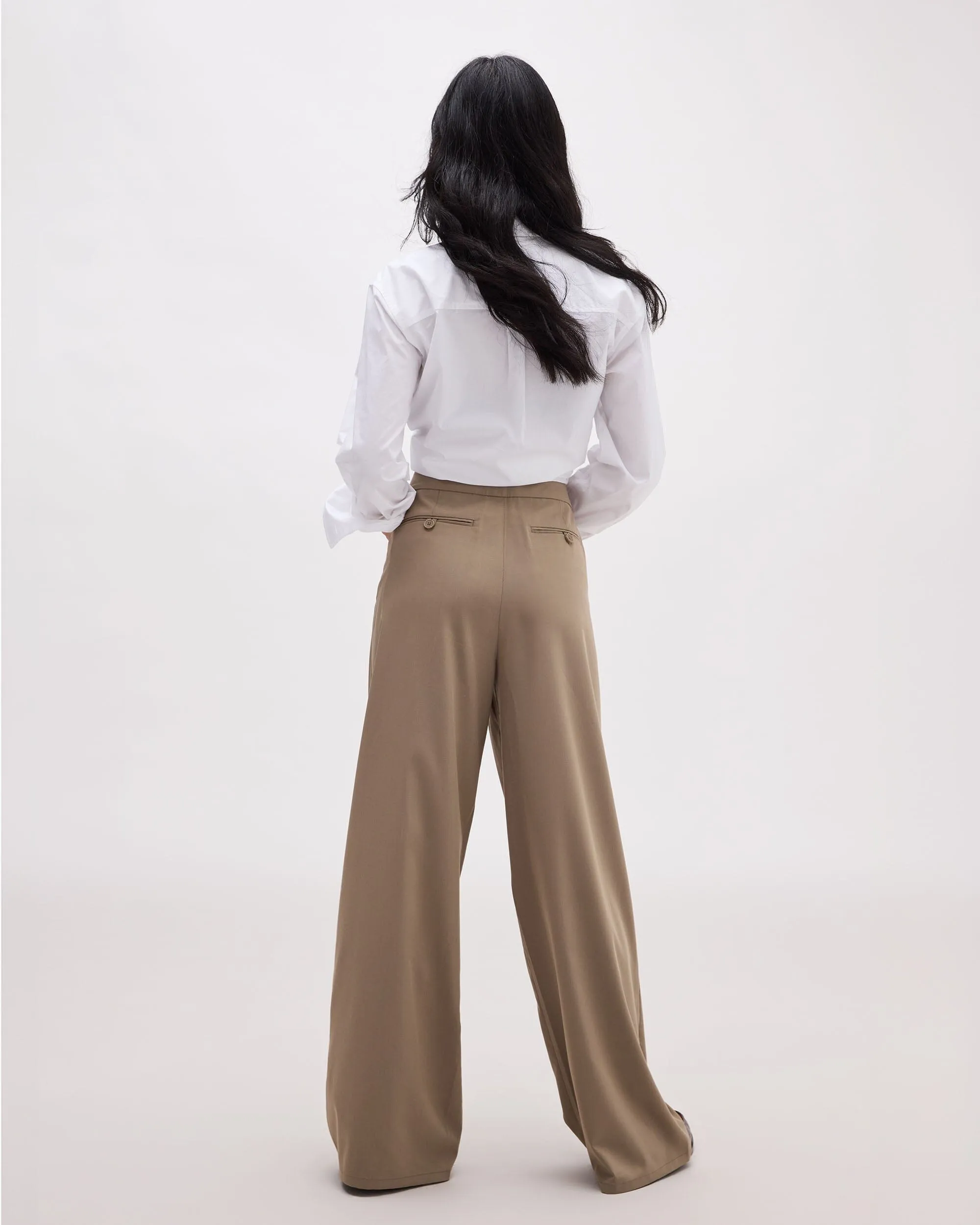 Womens Sophia Fluid Wide Leg Trouser - Polyester Modal Twill - Warm Grey sold by Andie product image thumbnail 3