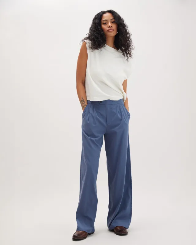 Womens Sophia Fluid Wide Leg Trouser - Polyester Modal Twill - Vintage Indigo sold by Andie