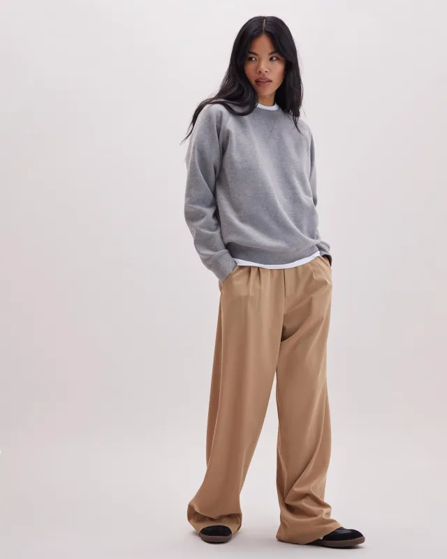 Womens Sophia Fluid Wide Leg Trouser - Polyester Modal Twill - Khaki sold by Andie