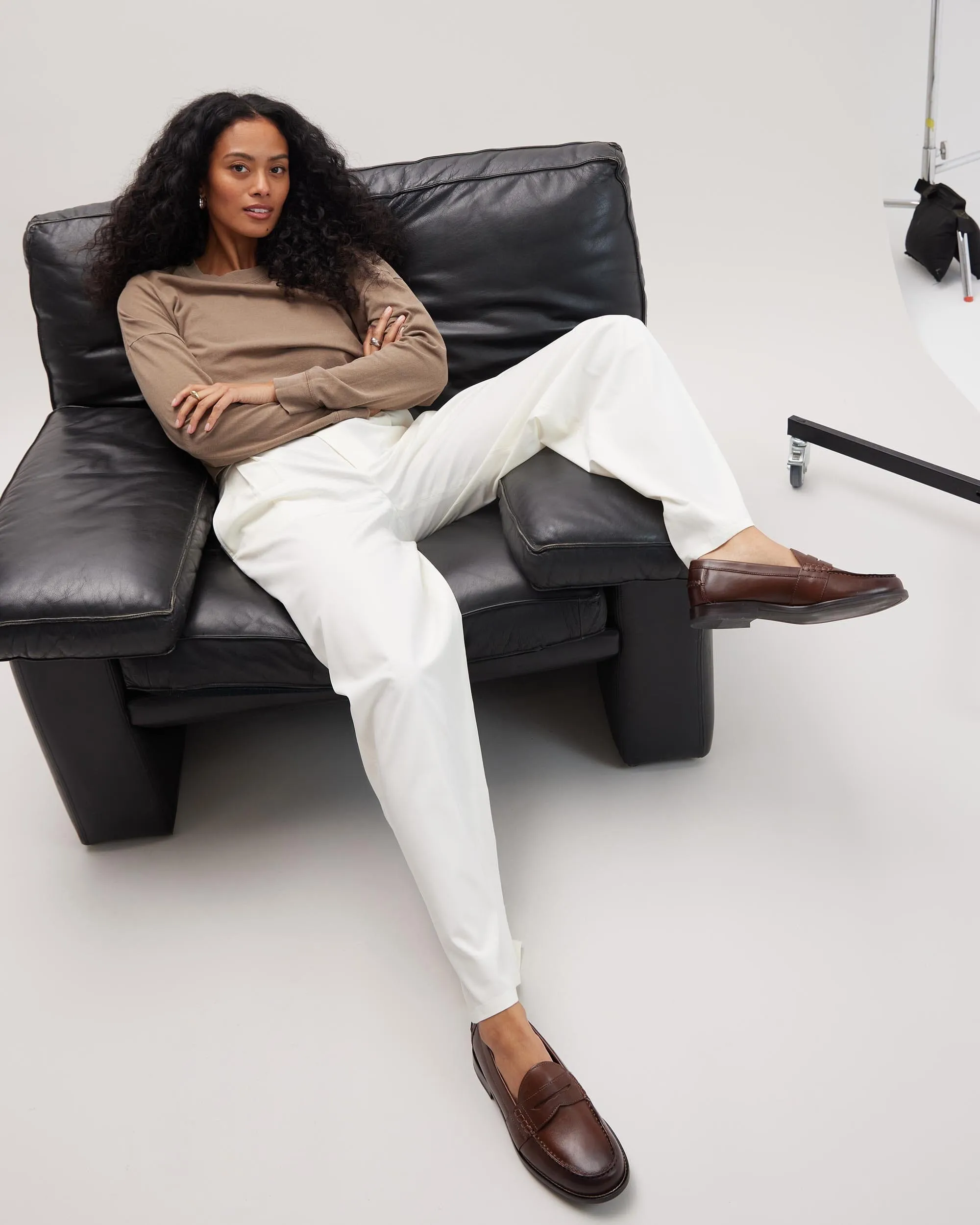 Womens Sophia Fluid Wide Leg Trouser - Polyester Modal Twill - Bone sold by Andie product image thumbnail 5