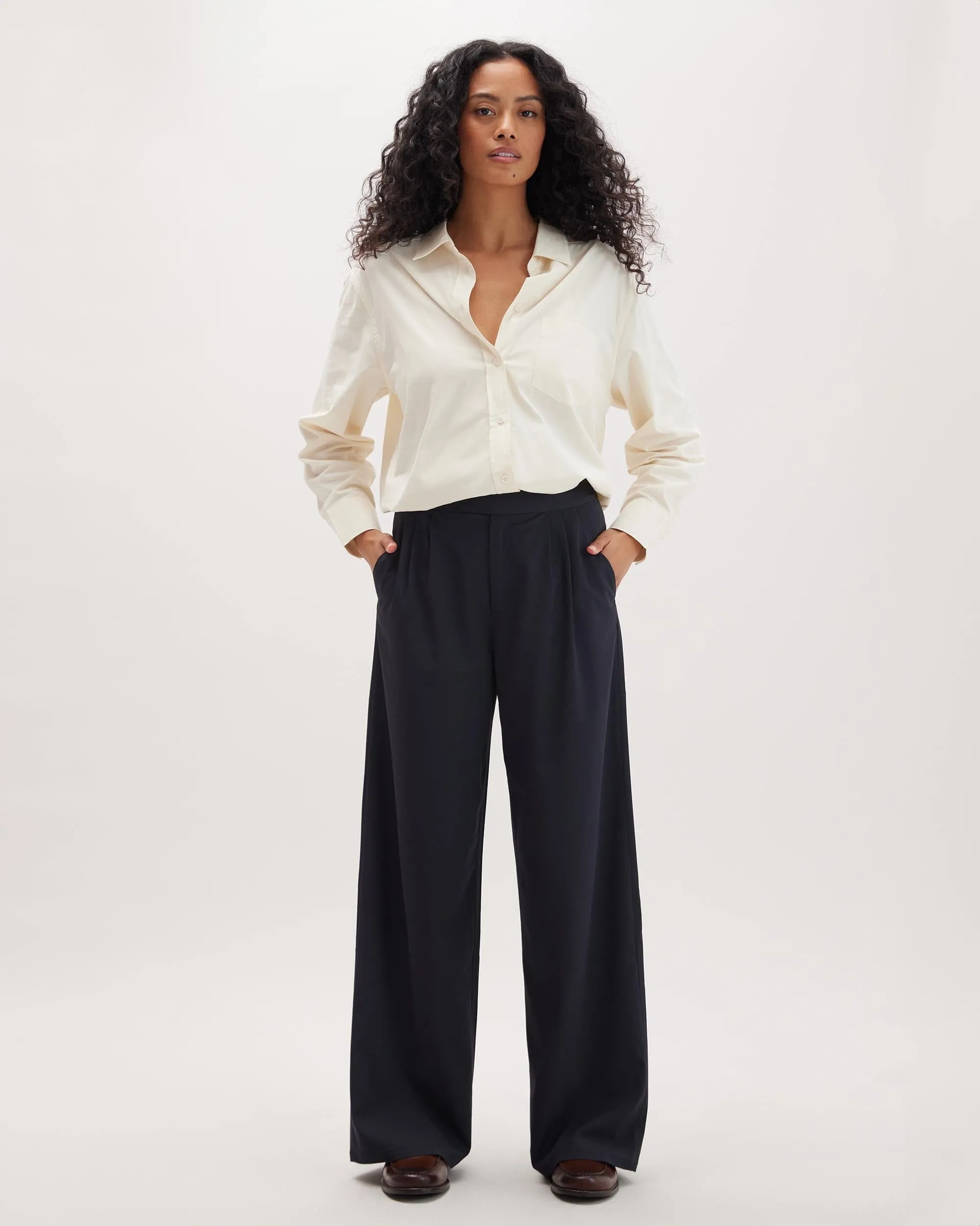 Womens Sophia Fluid Wide Leg Trouser - Polyester Modal Twill - Black sold by Andie product image thumbnail 5
