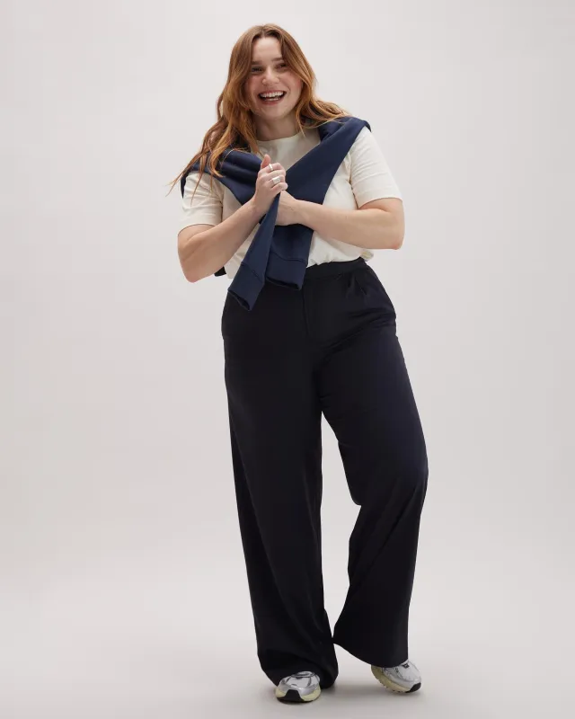 Womens Sophia Fluid Wide Leg Trouser - Polyester Modal Twill - Black sold by Andie