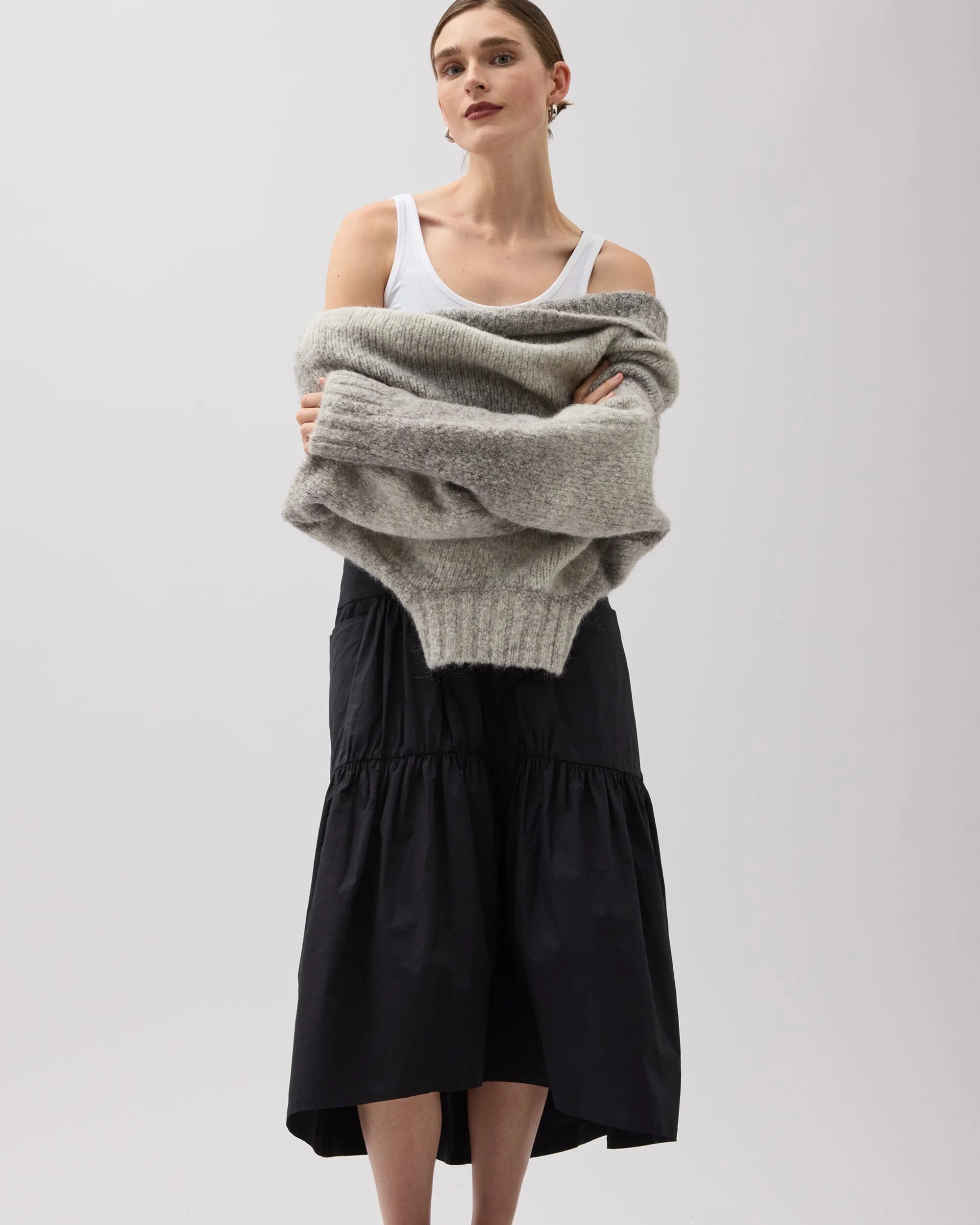 Womens Stevie Tiered Maxi Skirt - Cotton Poplin - Black sold by Andie product image thumbnail 3