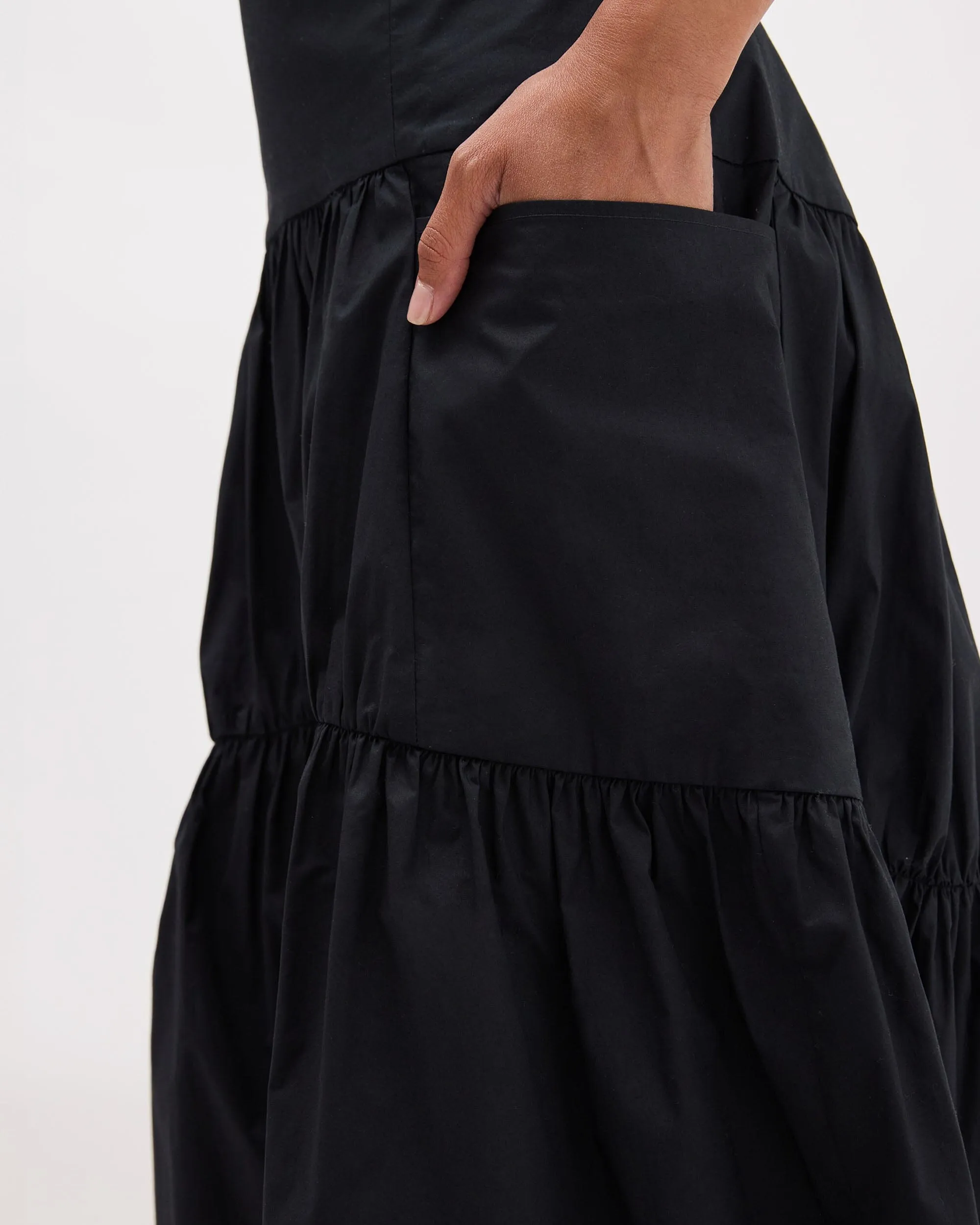 Womens Stevie Tiered Maxi Skirt - Cotton Poplin - Black sold by Andie product image thumbnail 4