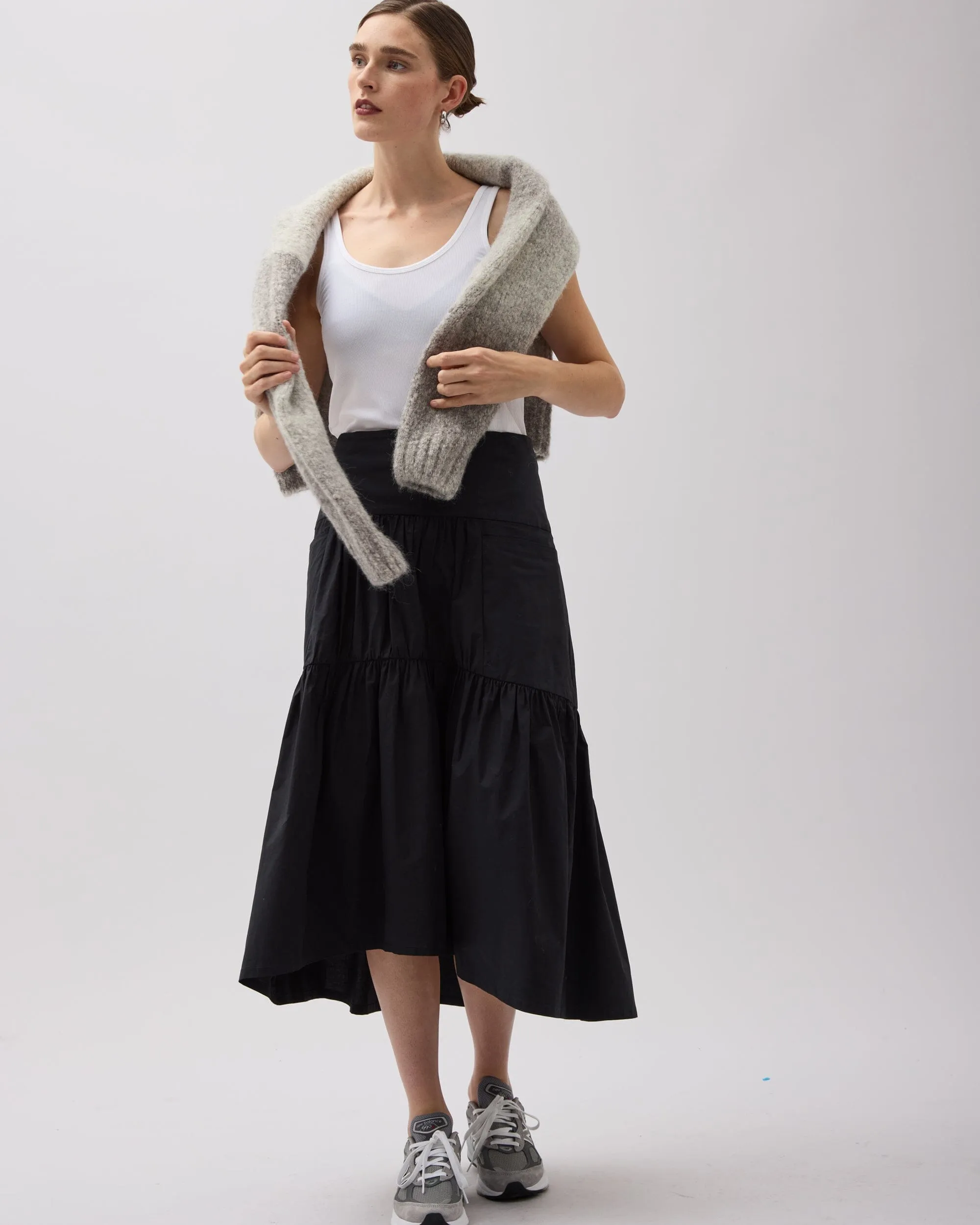 Womens Stevie Tiered Maxi Skirt - Cotton Poplin - Black sold by Andie product image thumbnail 2