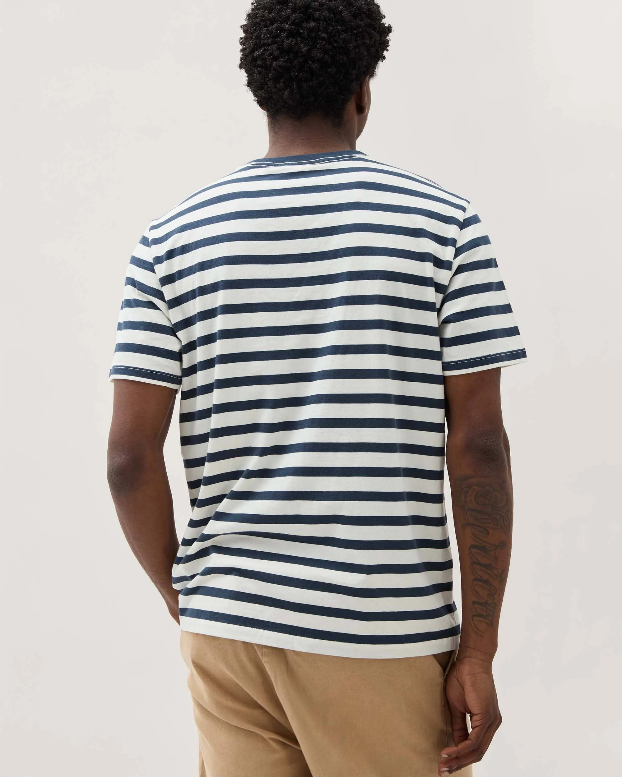 Mens Short Sleeve Stripe Pima Tee - Pima Cotton Jersey - Nautical Stripe sold by Andie product image thumbnail 4