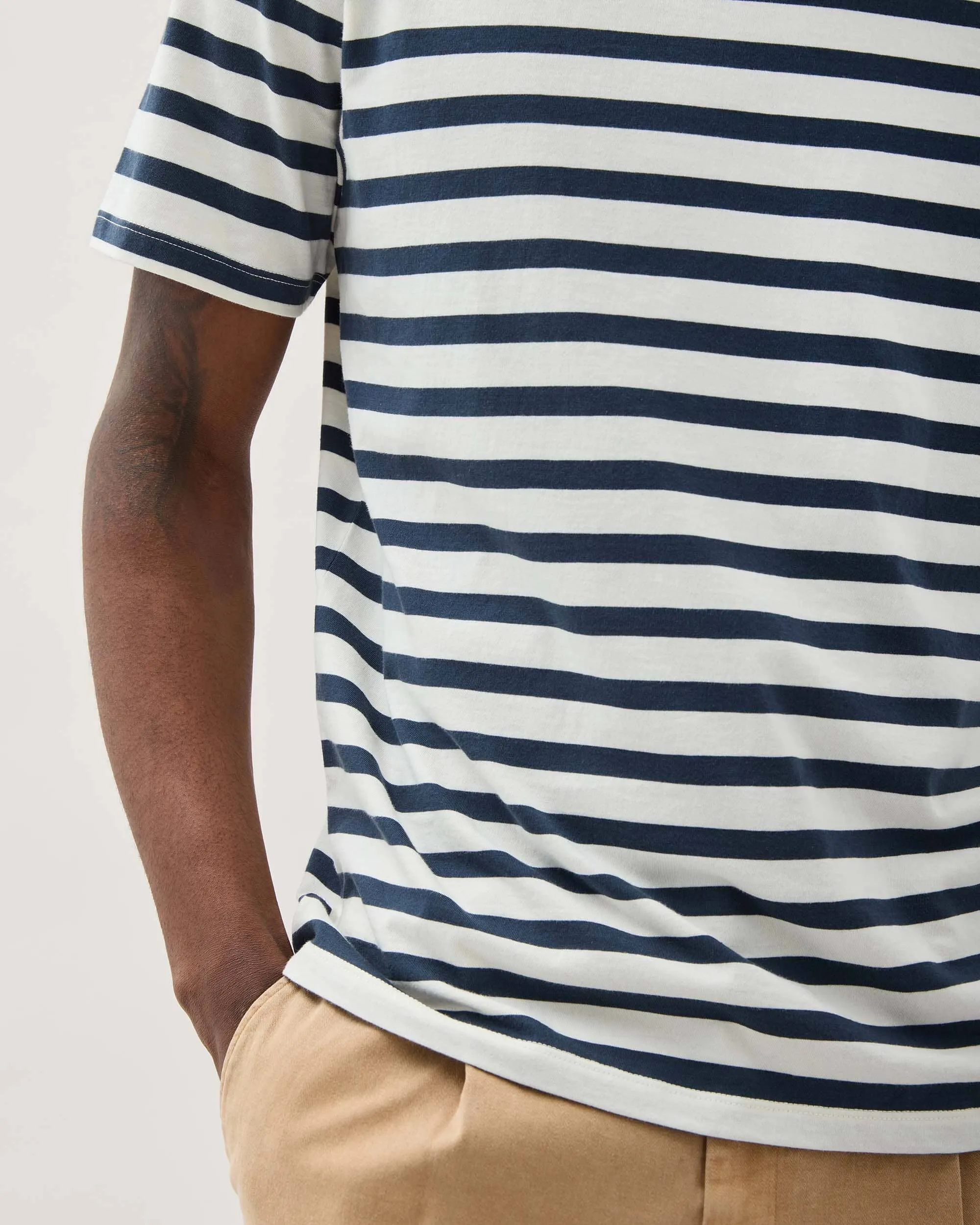 Mens Short Sleeve Stripe Pima Tee - Pima Cotton Jersey - Nautical Stripe sold by Andie product image thumbnail 5
