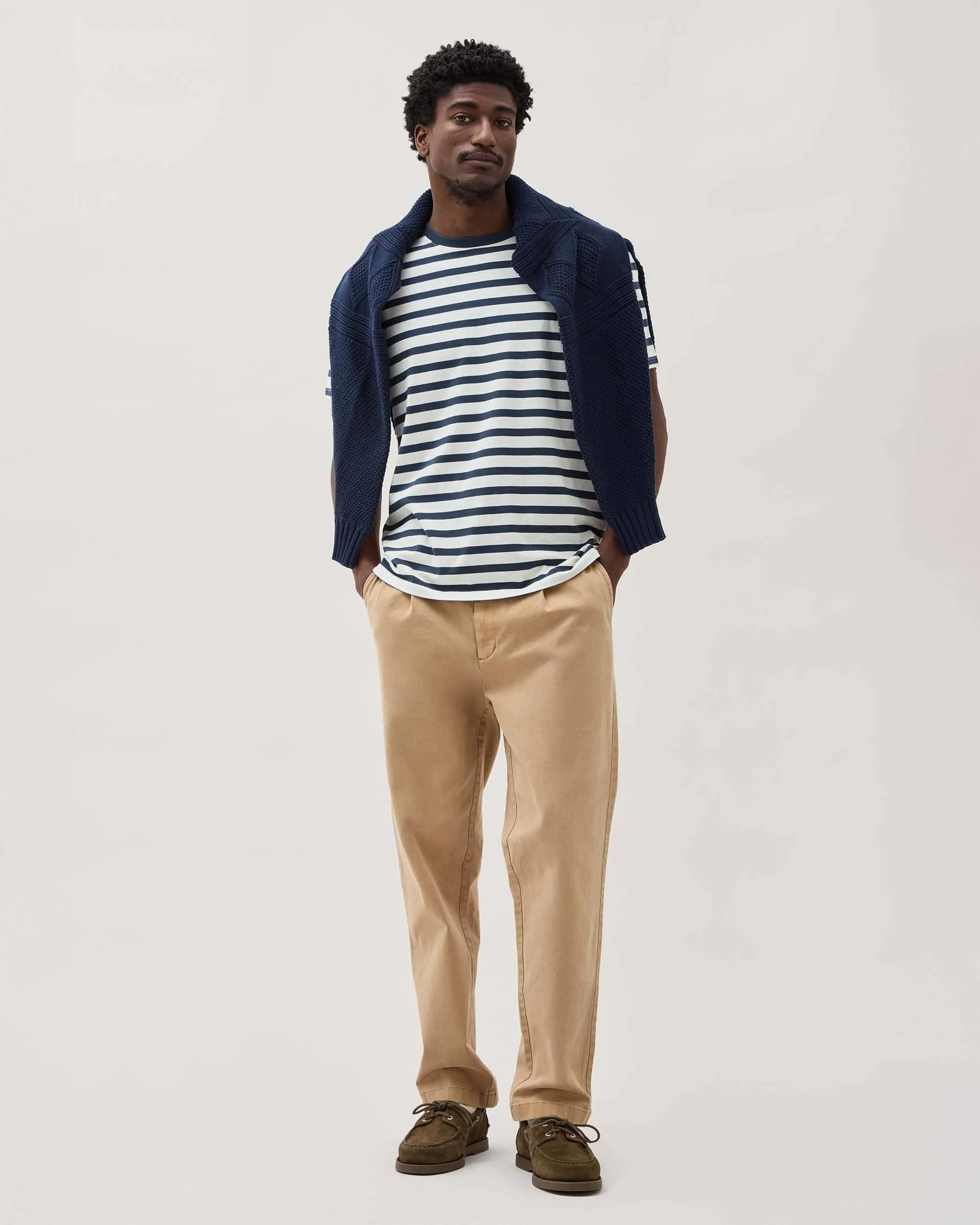 Mens Short Sleeve Stripe Pima Tee - Pima Cotton Jersey - Nautical Stripe sold by Andie product image thumbnail 3