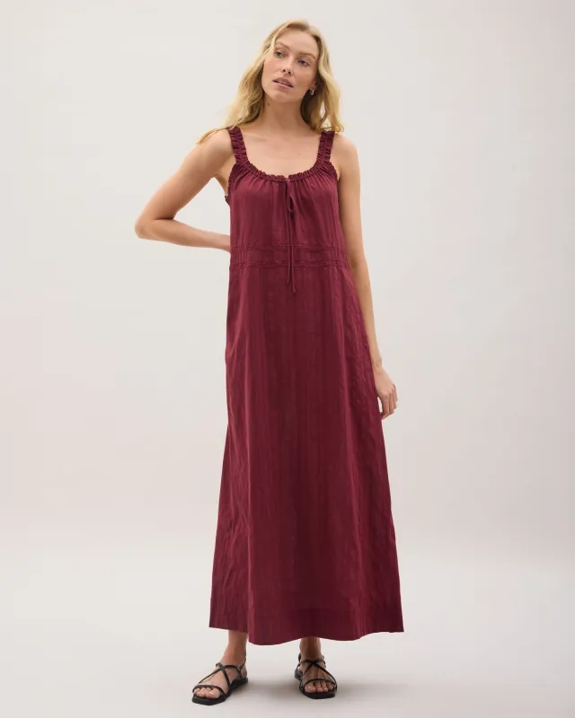 Womens Florence Sundress - Cotton Dobby - New Maroon sold by Andie