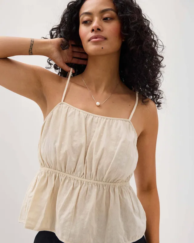 Womens Isabella Tank - Cotton Dobby - Oat Milk sold by Andie