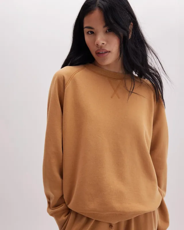 Womens Recycled Fleece Sweatshirt - Recycled Fleece - Mineral Gold Spice sold by Andie