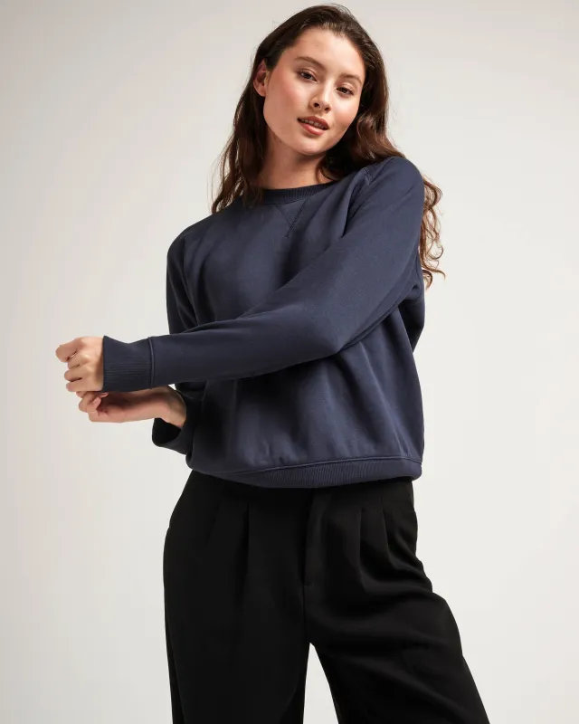 Womens Recycled Fleece Sweatshirt - Recycled Fleece - Blue Nights sold by Andie