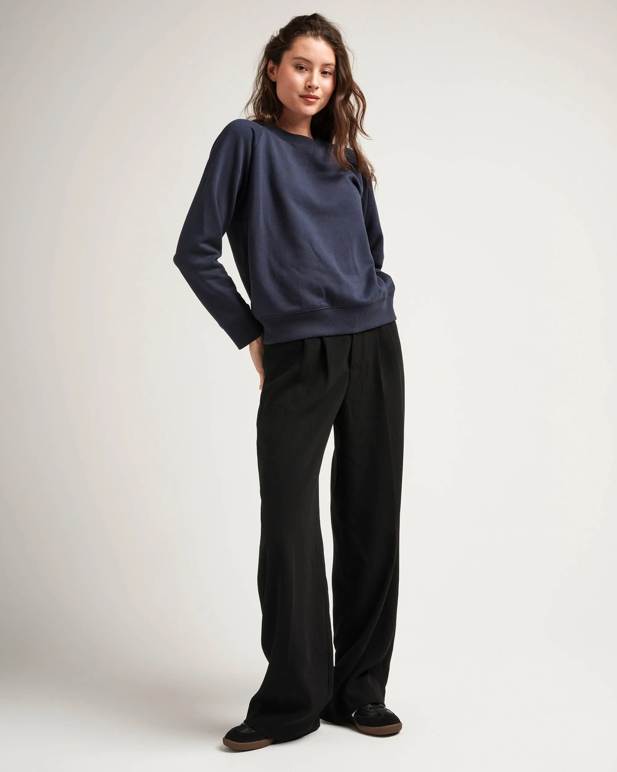 Womens Recycled Fleece Sweatshirt - Recycled Fleece - Blue Nights sold by Andie product image thumbnail 2