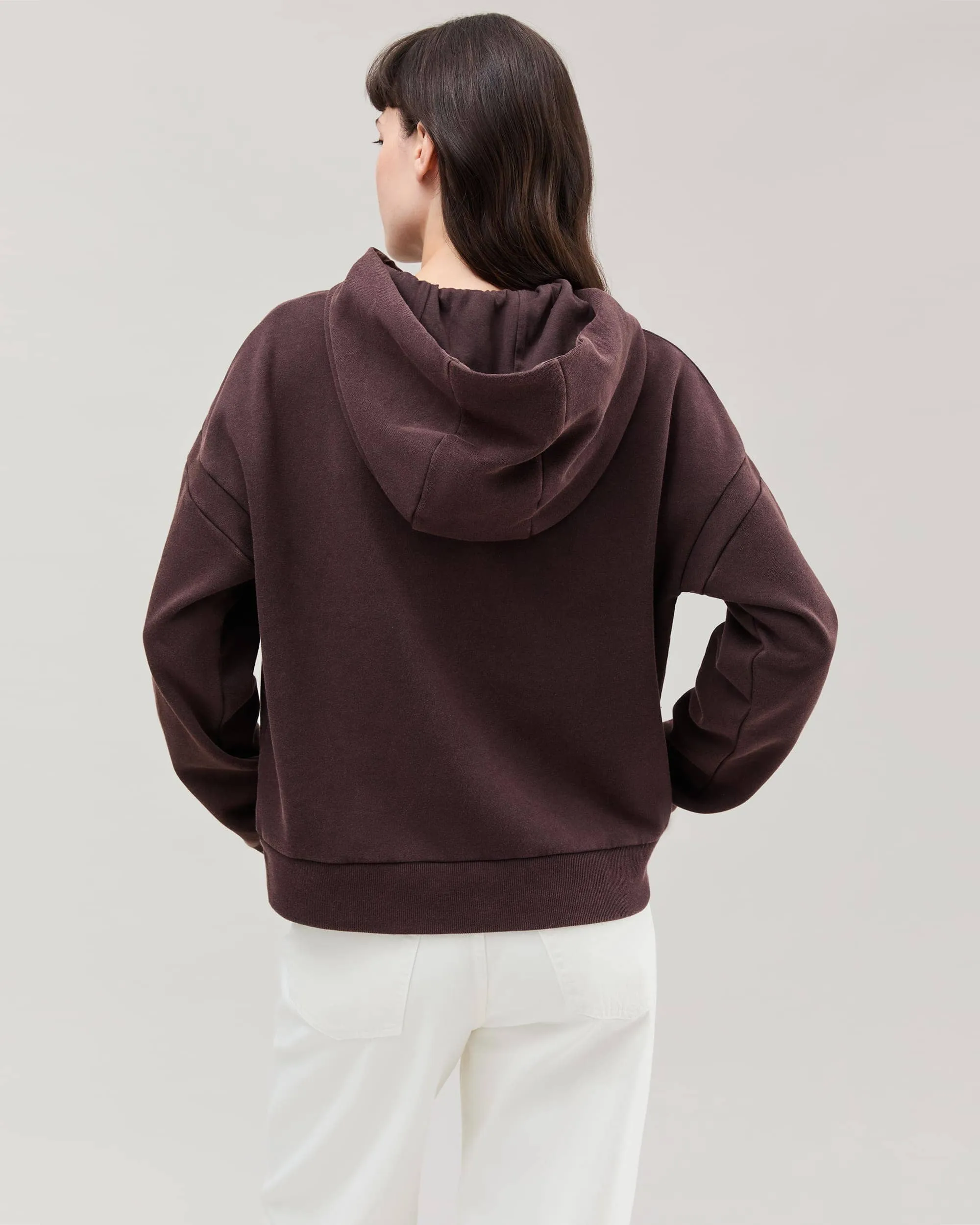 Womens Recycled Fleece Hoodie - Recycled Fleece - Mineral Ganache sold by Andie product image thumbnail 4