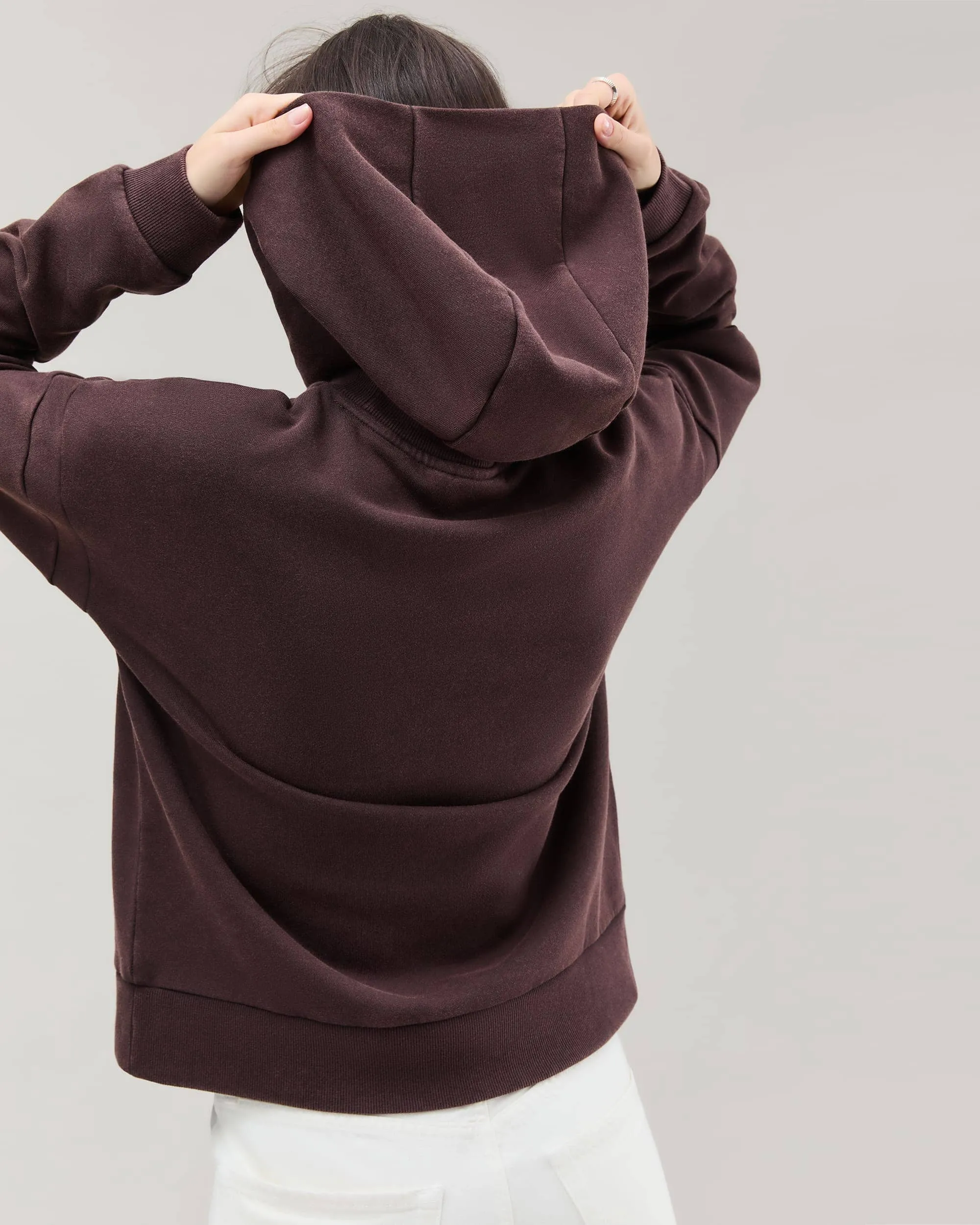 Womens Recycled Fleece Hoodie - Recycled Fleece - Mineral Ganache sold by Andie product image thumbnail 5