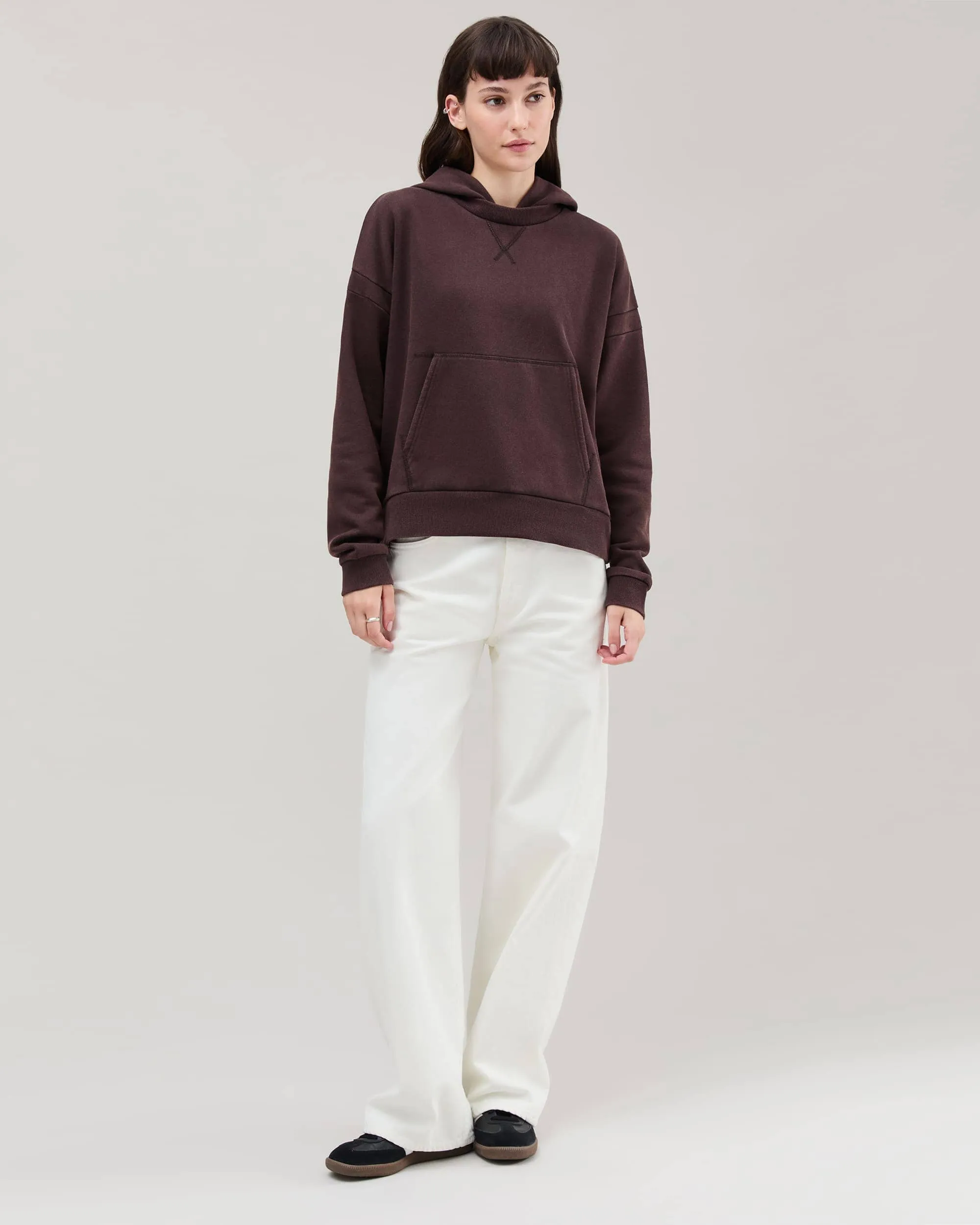 Womens Recycled Fleece Hoodie - Recycled Fleece - Mineral Ganache sold by Andie product image thumbnail 2