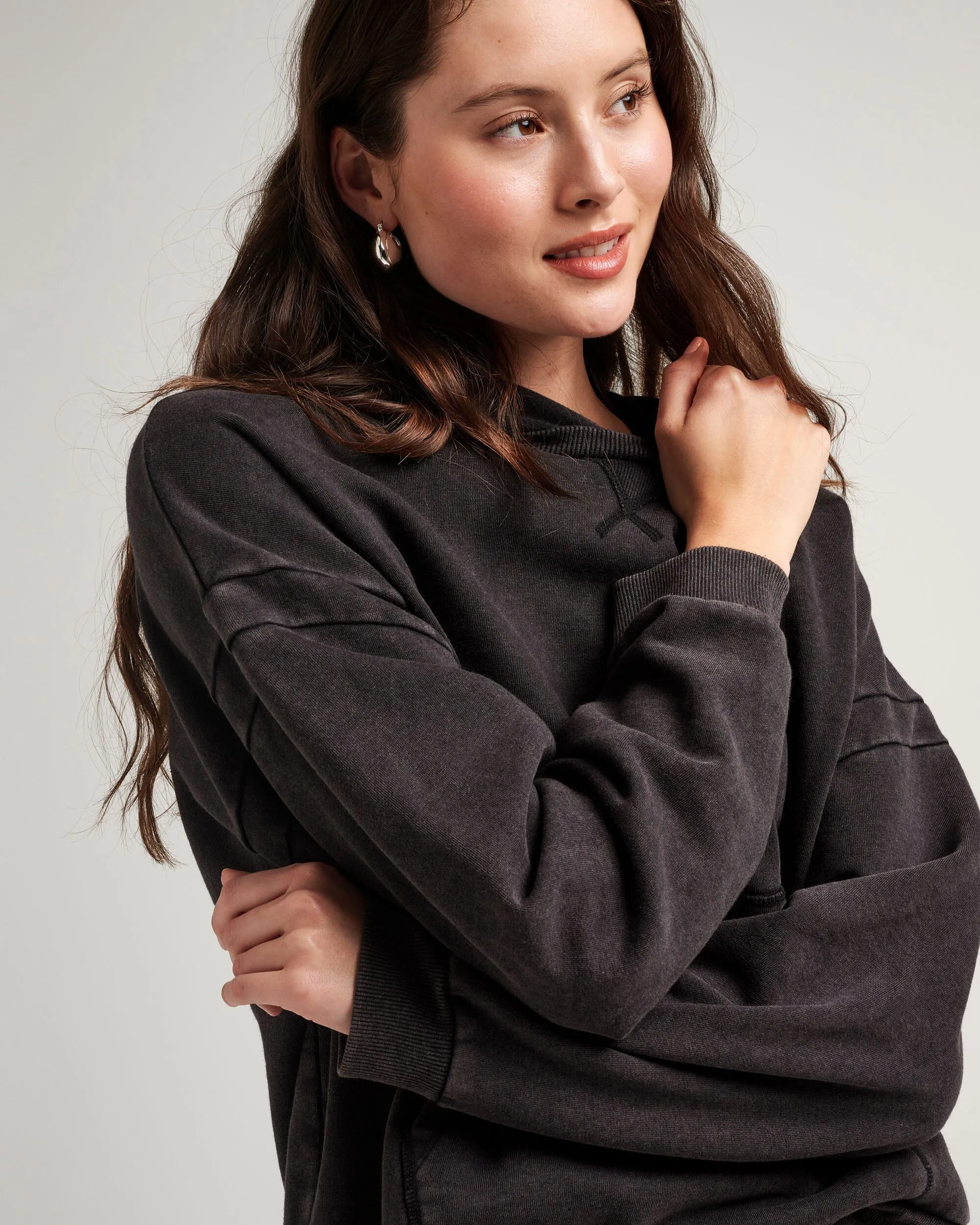 Womens Recycled Fleece Hoodie - Recycled Fleece - Mineral Black sold by Andie product image thumbnail 4