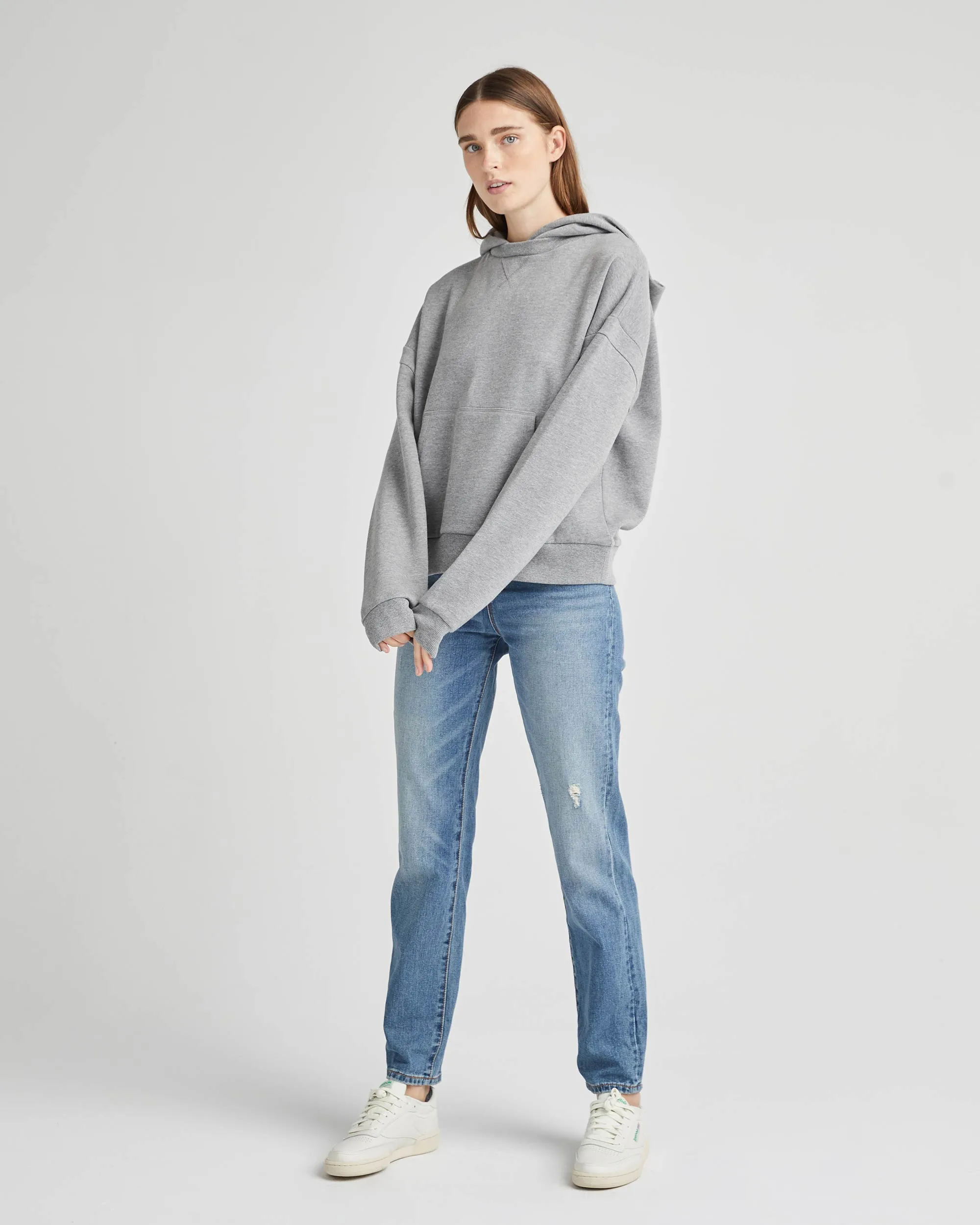 Womens Recycled Fleece Hoodie - Recycled Fleece - Heather Grey sold by Andie product image thumbnail 5