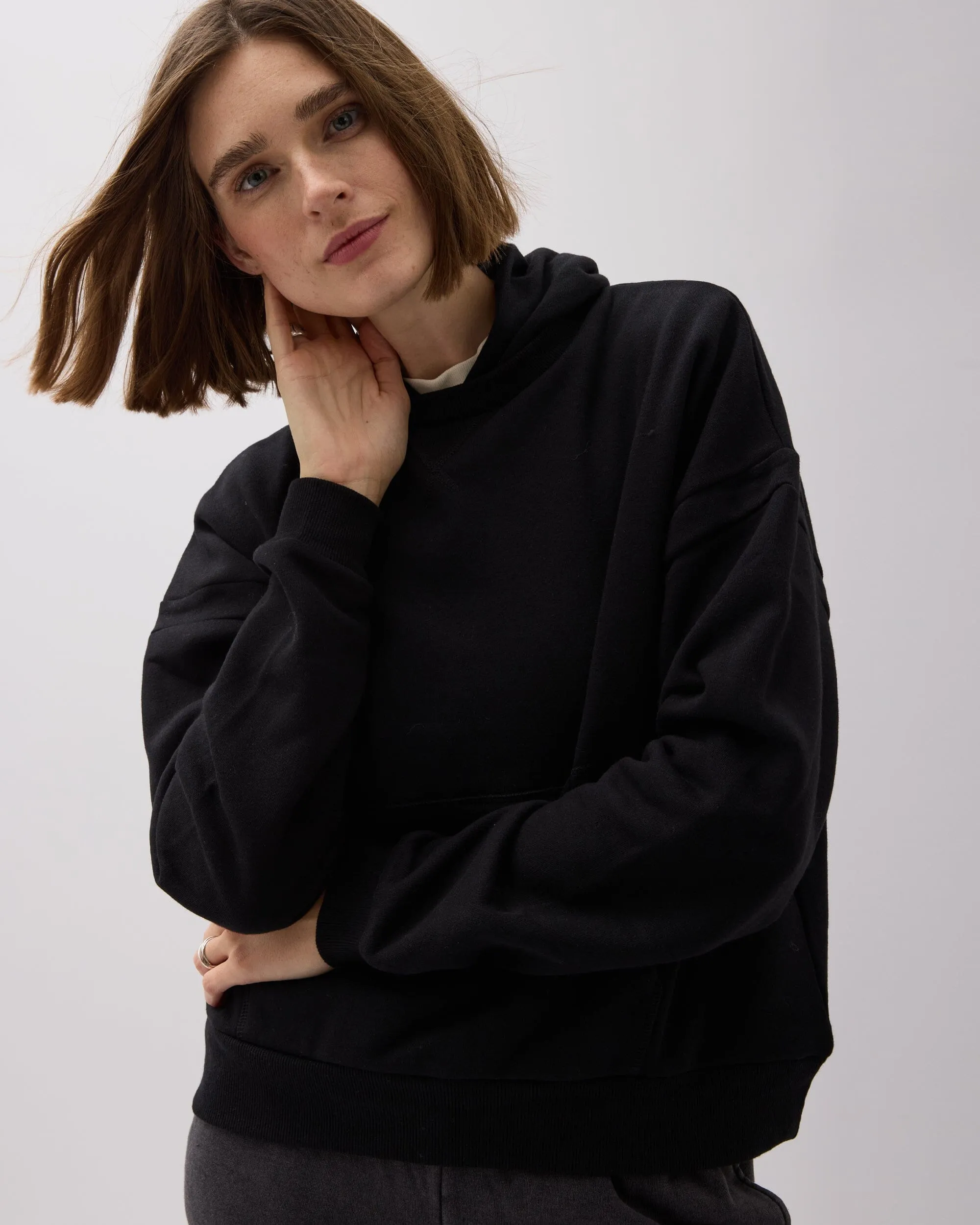 Womens Recycled Fleece Hoodie - Recycled Fleece - Black sold by Andie