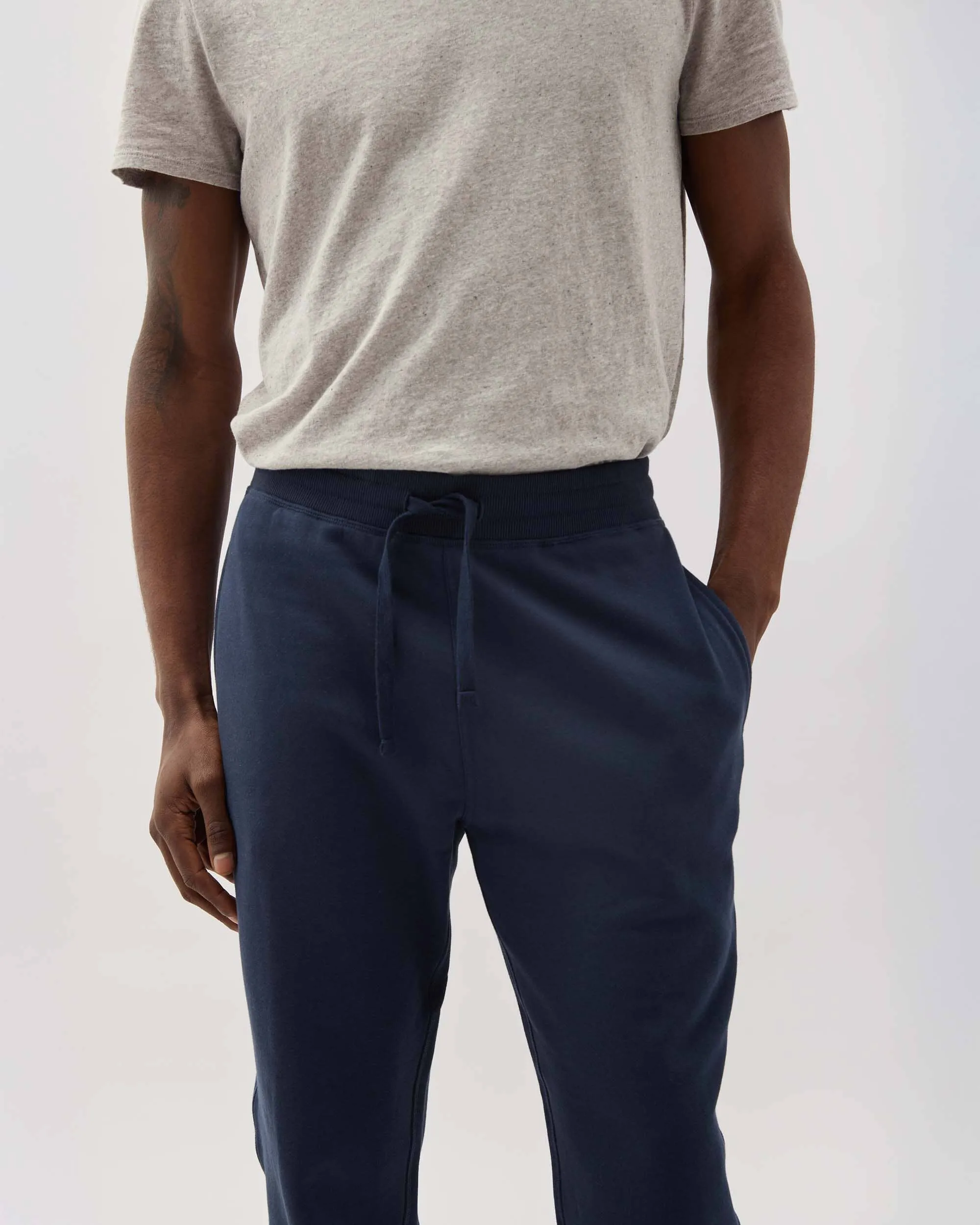 Mens Recycled Fleece Tapered Sweatpant - Recycled Fleece - Blue Nights sold by Andie product image thumbnail 4