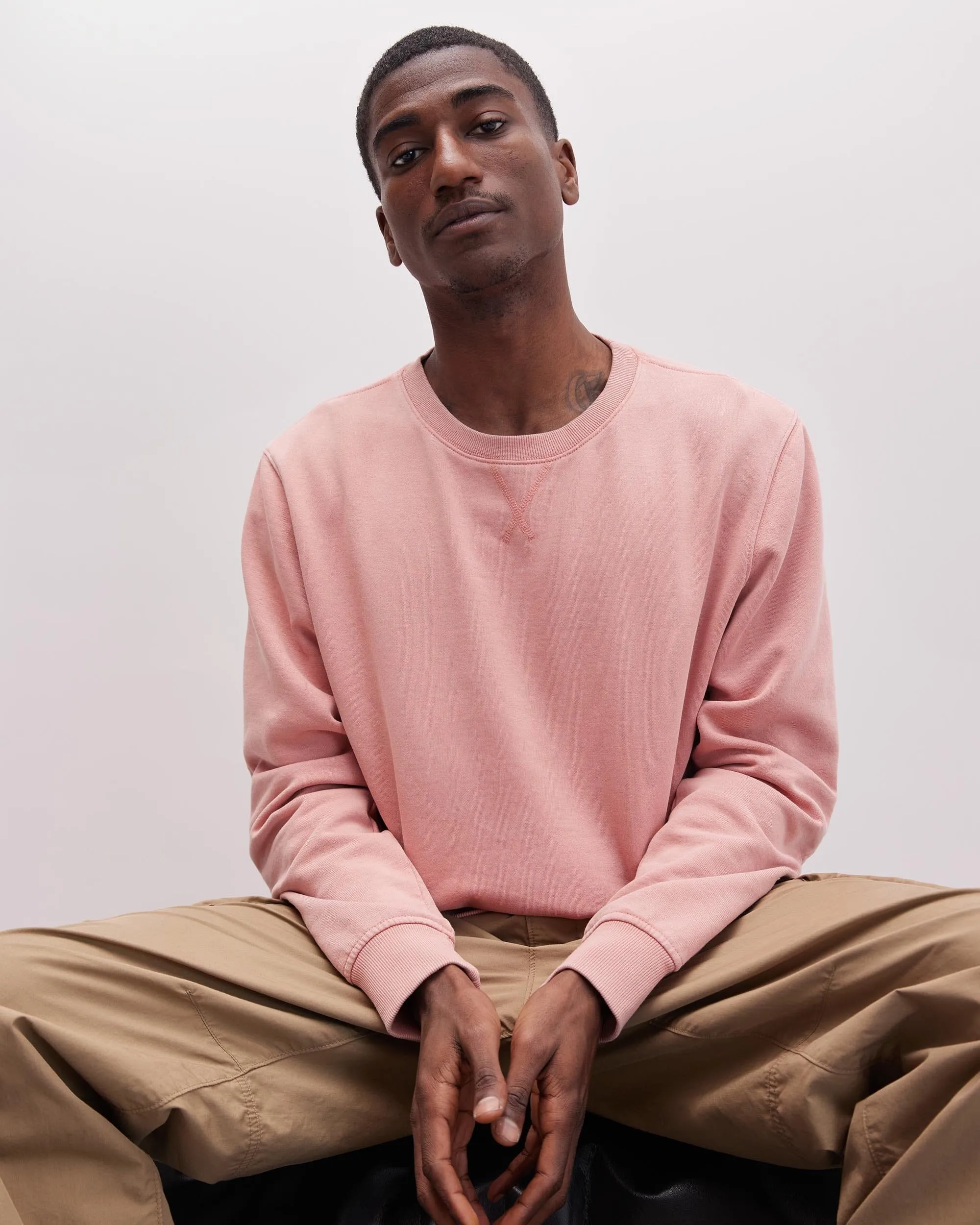 Mens Recycled Fleece Sweatshirt - Recycled Fleece - Mineral Pink Sands sold by Andie