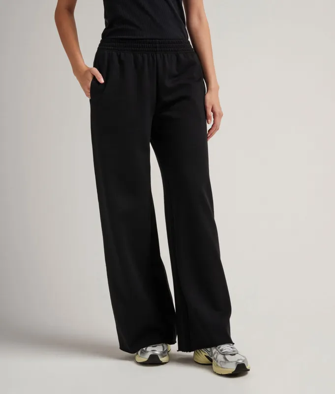 Womens Recycled Fleece Wide Leg Pant - Recycled Fleece - Black sold by Andie