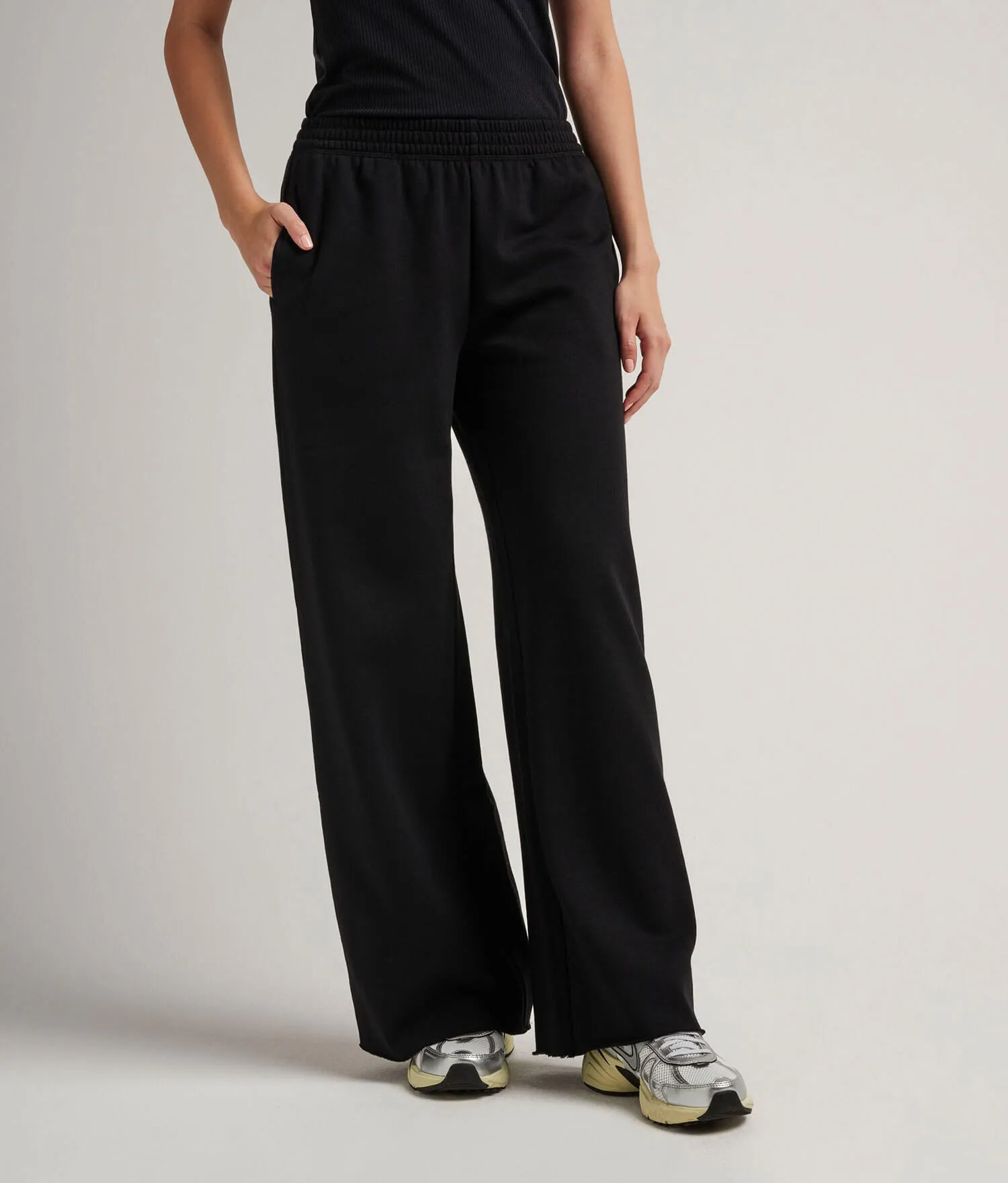 Womens Recycled Fleece Wide Leg Pant - Recycled Fleece - Black sold by Andie
