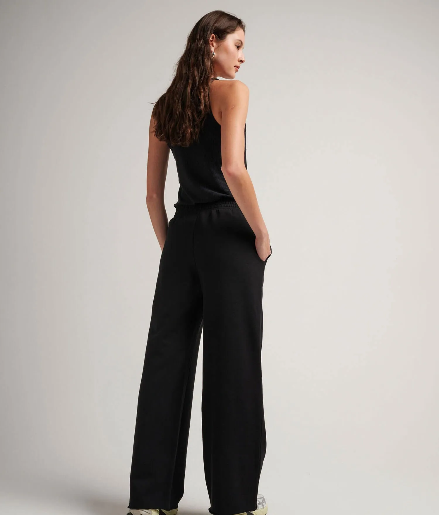 Womens Recycled Fleece Wide Leg Pant - Recycled Fleece - Black sold by Andie product image thumbnail 2