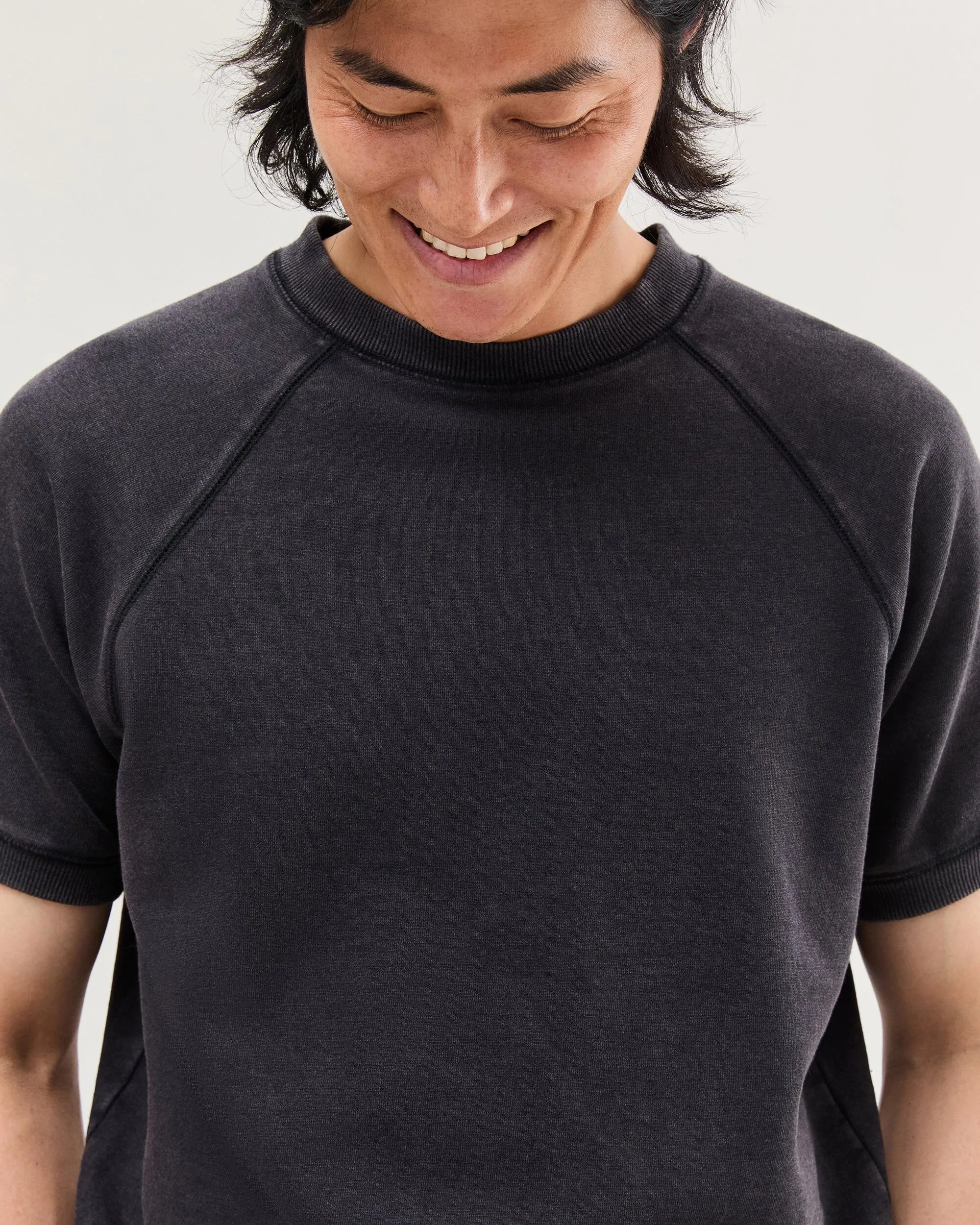 Mens Recycled Fleece Raglan Sweatshirt - Recycled Fleece - Mineral Black sold by Andie product image thumbnail 5