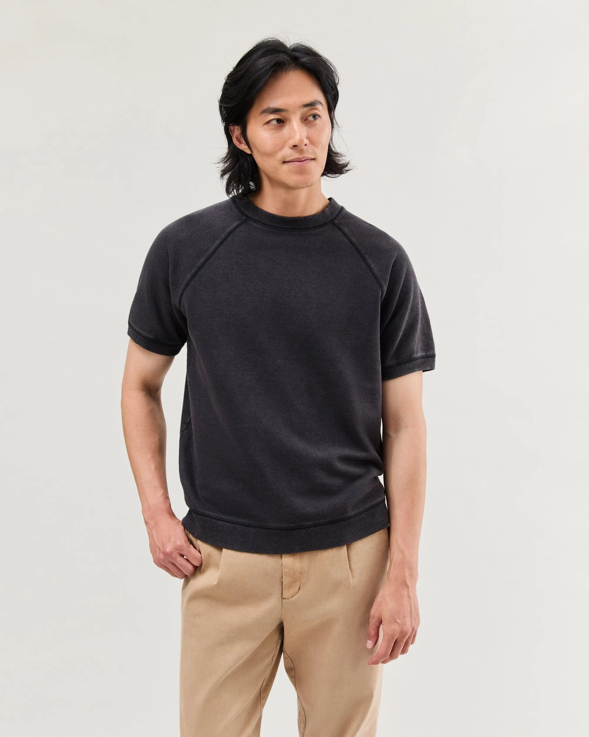 Mens Recycled Fleece Raglan Sweatshirt - Recycled Fleece - Mineral Black sold by Andie