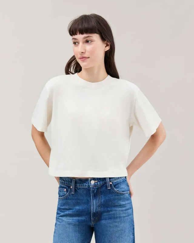 Womens Relaxed Crop Tee - Pigment Dye Jersey - Bone sold by Andie