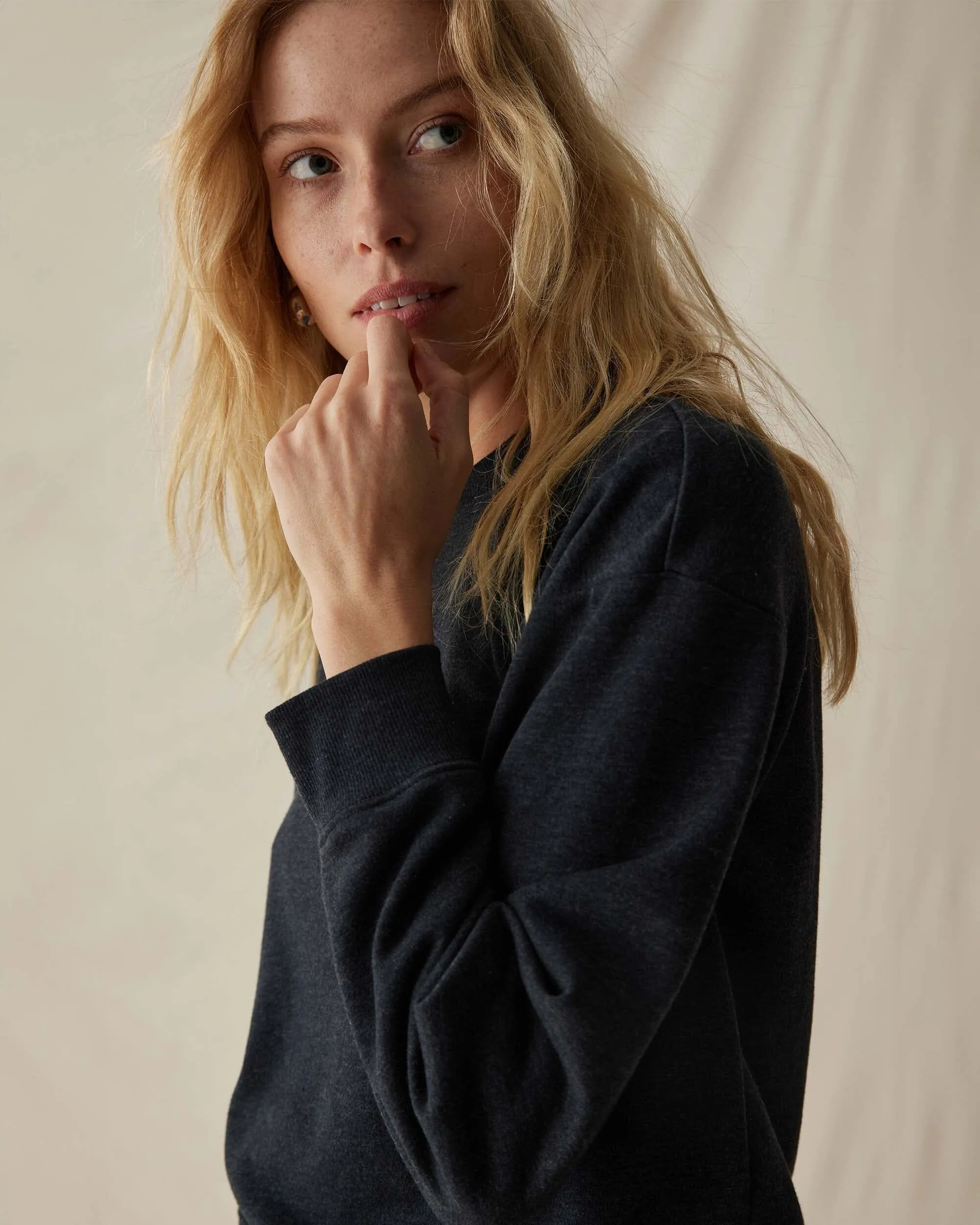 Womens April Lightweight Sweatshirt - French Terry - Black sold by Andie product image thumbnail 3