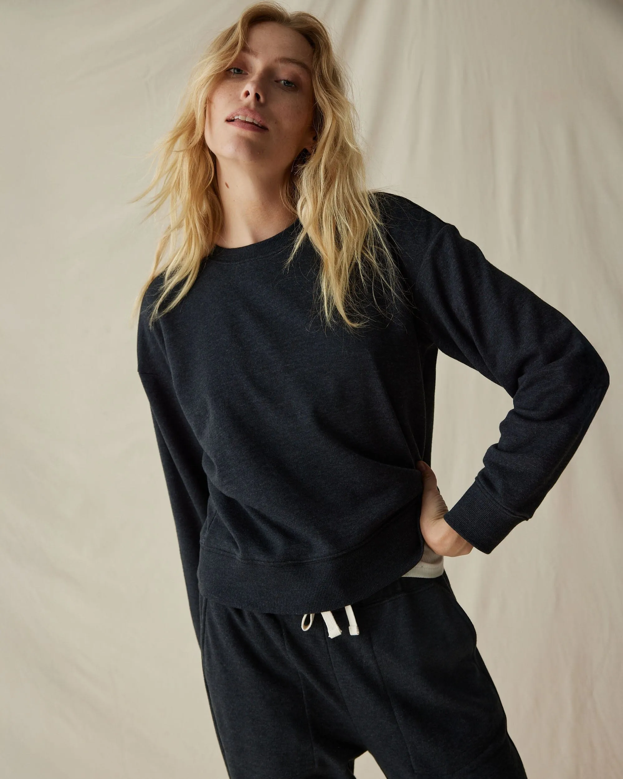 Womens April Lightweight Sweatshirt - French Terry - Black sold by Andie product image thumbnail 4
