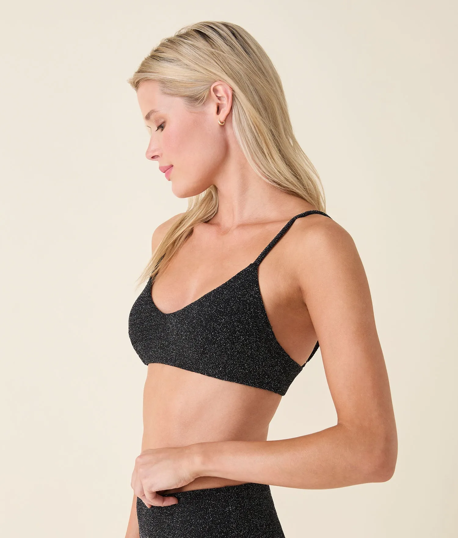 The Molokai Bikini Top - Lurex Rib - Black Silver sold by Andie product image thumbnail 3